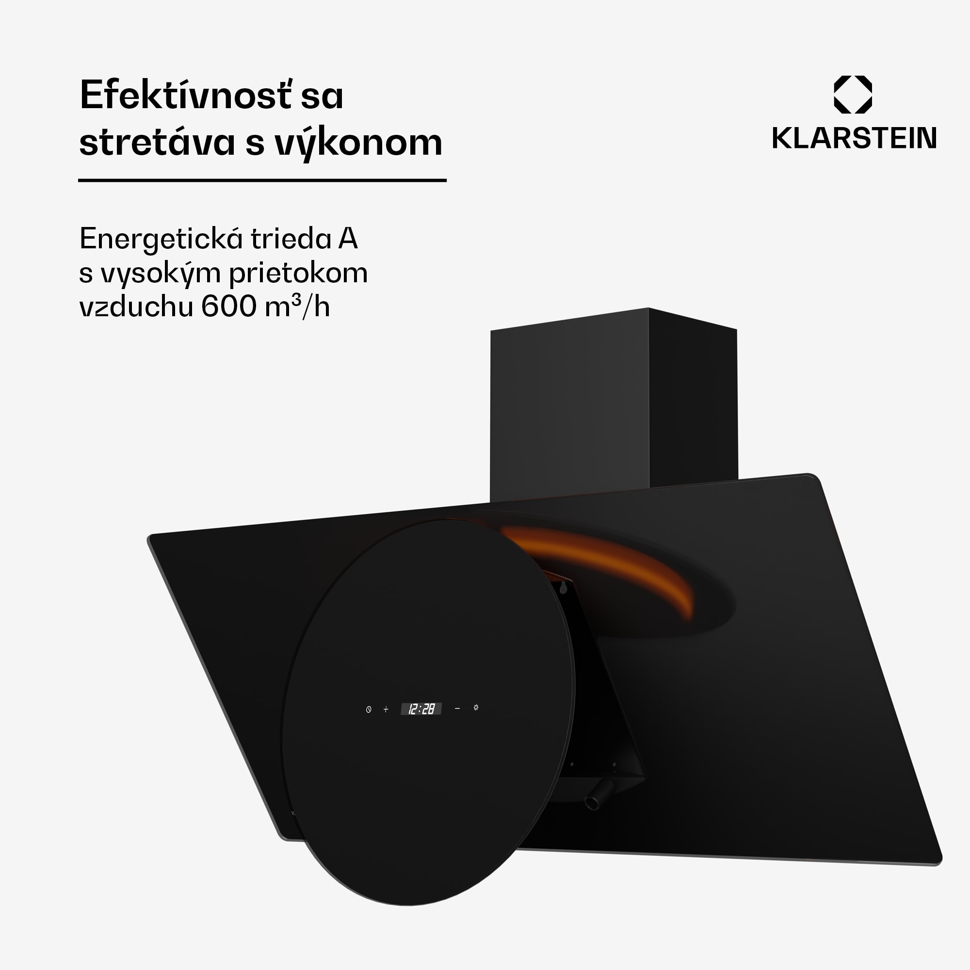 Klarstein Total Eclipse digestor, LED osvetlenie, dotykový, 594,2 m³/h, odsávanie/recirkulácia – Obrázok 4