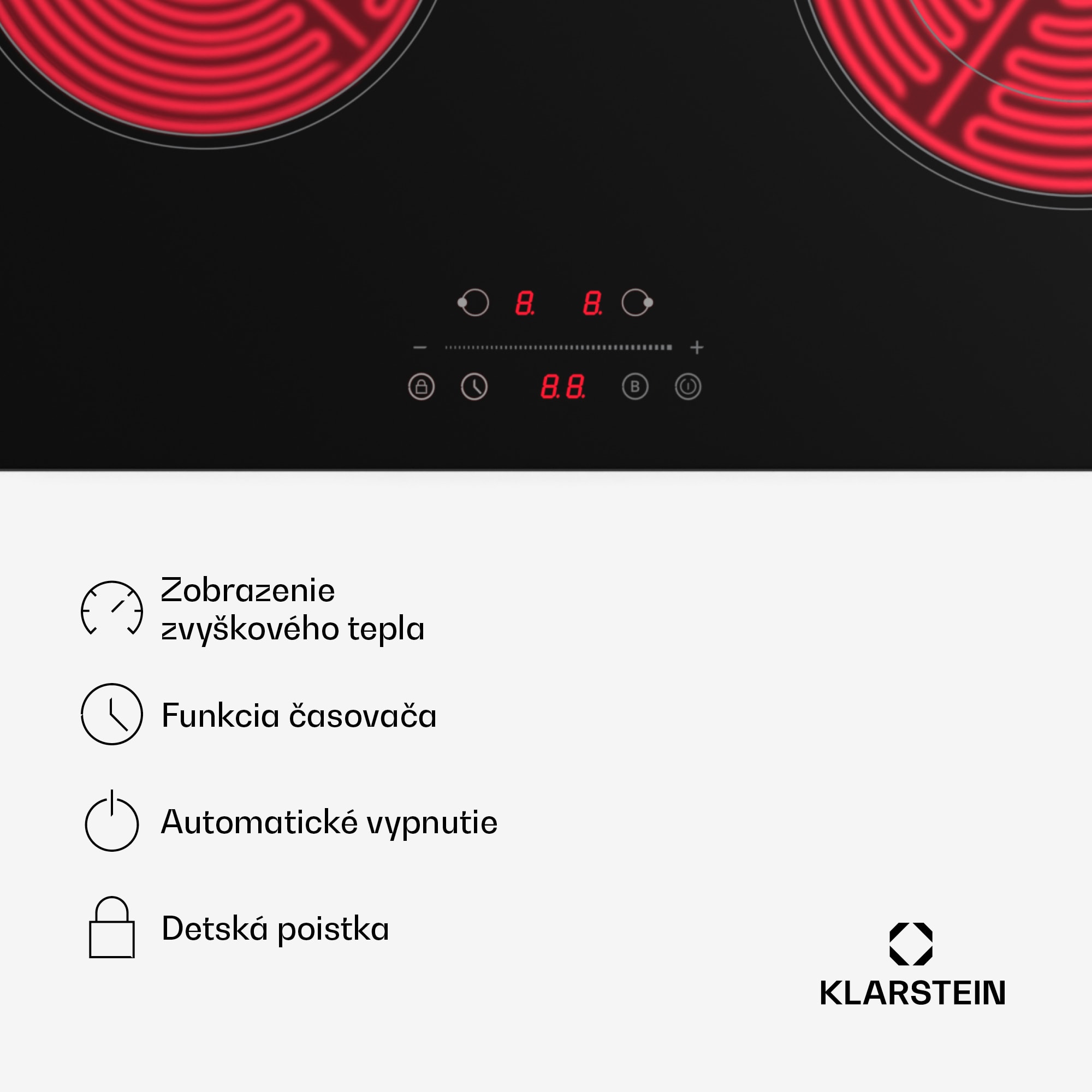 Klarstein CeramEase Slim VTC varná doska, sklokeramika, 2 varné platne, 4 kW, dotyková, časovač – Obrázok 5