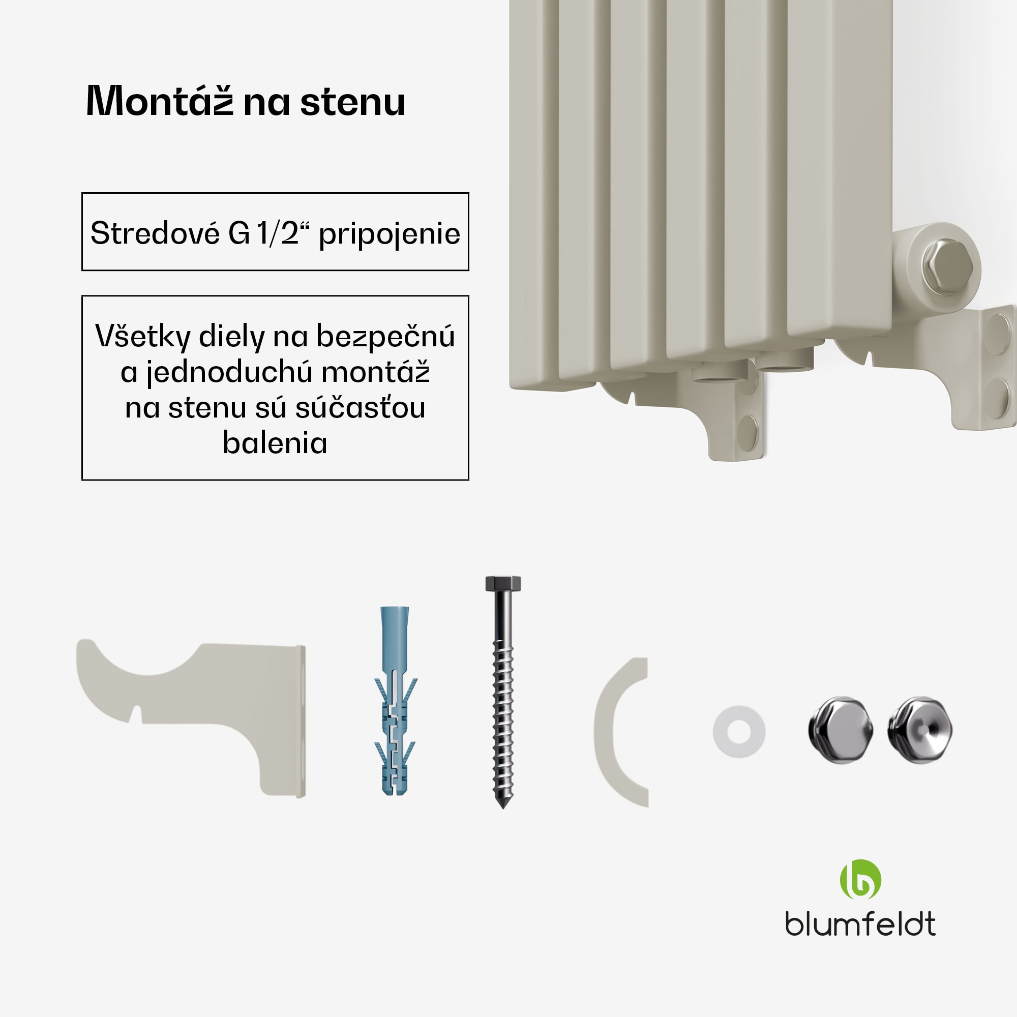 Blumfeldt Radiátor Delgado | moderný dizajn | 25 x 120 cm | 637 W | stredové pripojenie – Obrázok 5