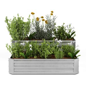 Blumfeldt High Grow vyvýšený záhon, 2 úrovne, odolný voči poveternostným vplyvom, odolný voči korózii, robustný, 405 L