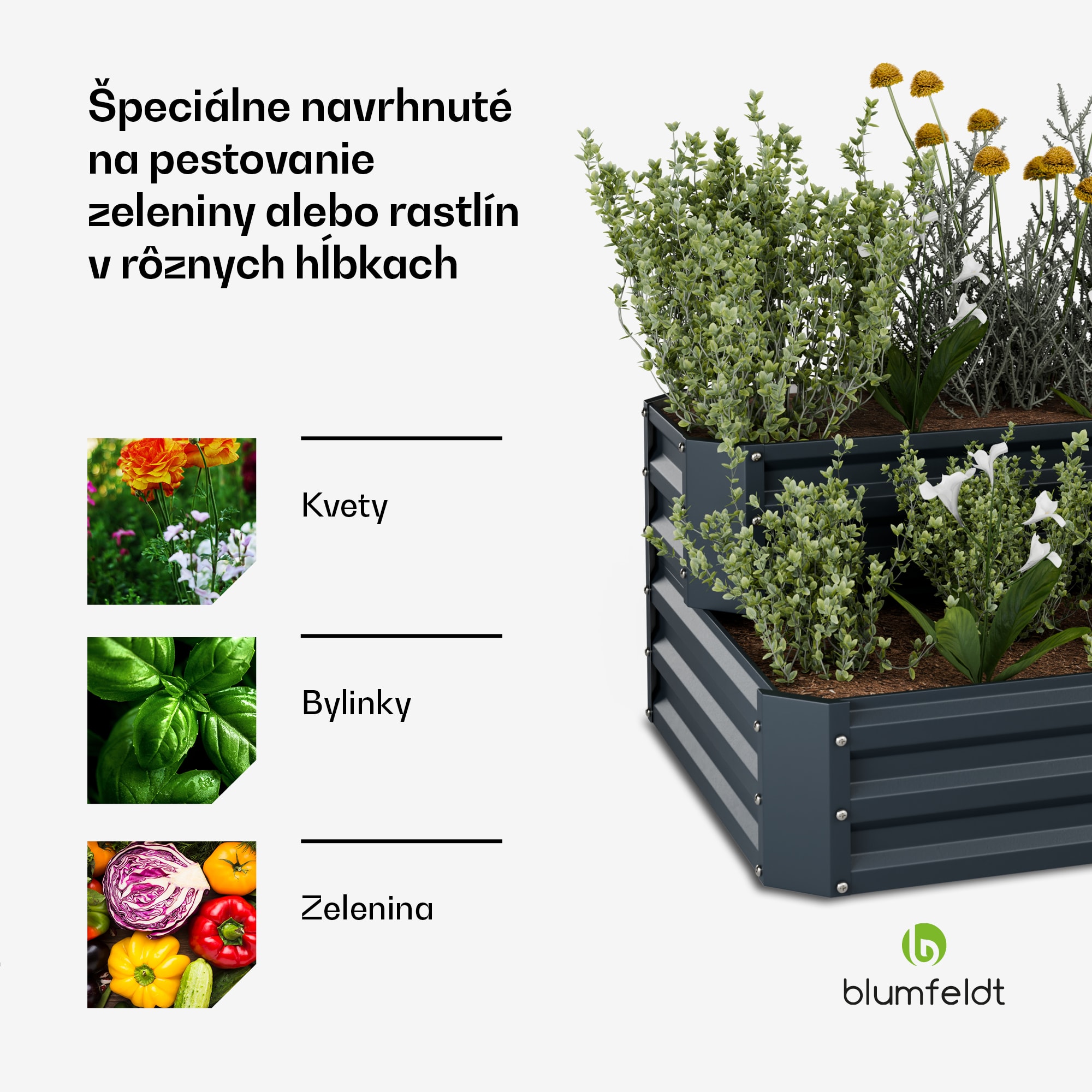 Blumfeldt High Grow vyvýšený záhon, 2 úrovne, odolný voči poveternostným vplyvom, odolný voči korózii, robustný, 405 L – Obrázok 4