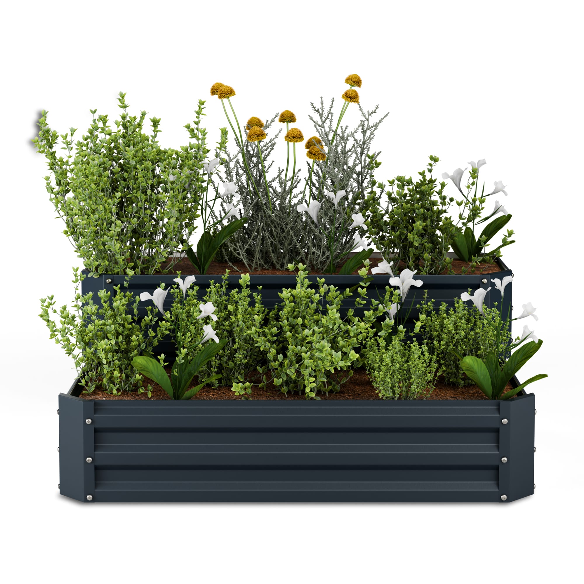 Blumfeldt High Grow vyvýšený záhon, 2 úrovne, odolný voči poveternostným vplyvom, odolný voči korózii, robustný, 405 L