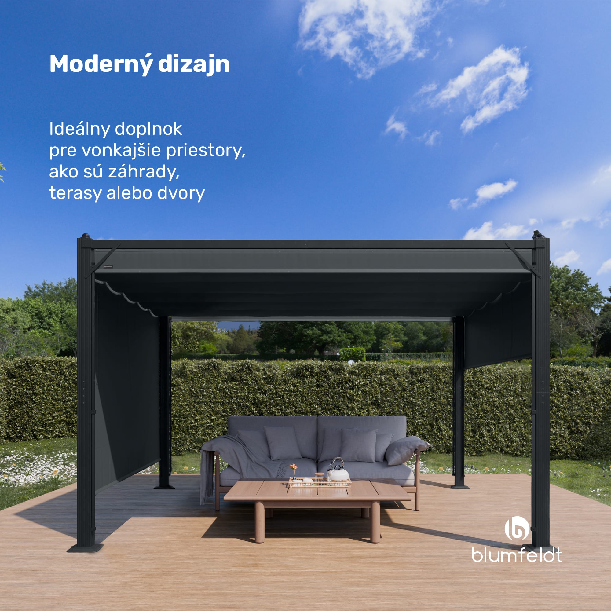 Blumfeldt Pantheon Cortina pergola 3x4 m, odolná voči poveternostným vplyvom, hliník, prášková farba, rolety – Obrázok 2