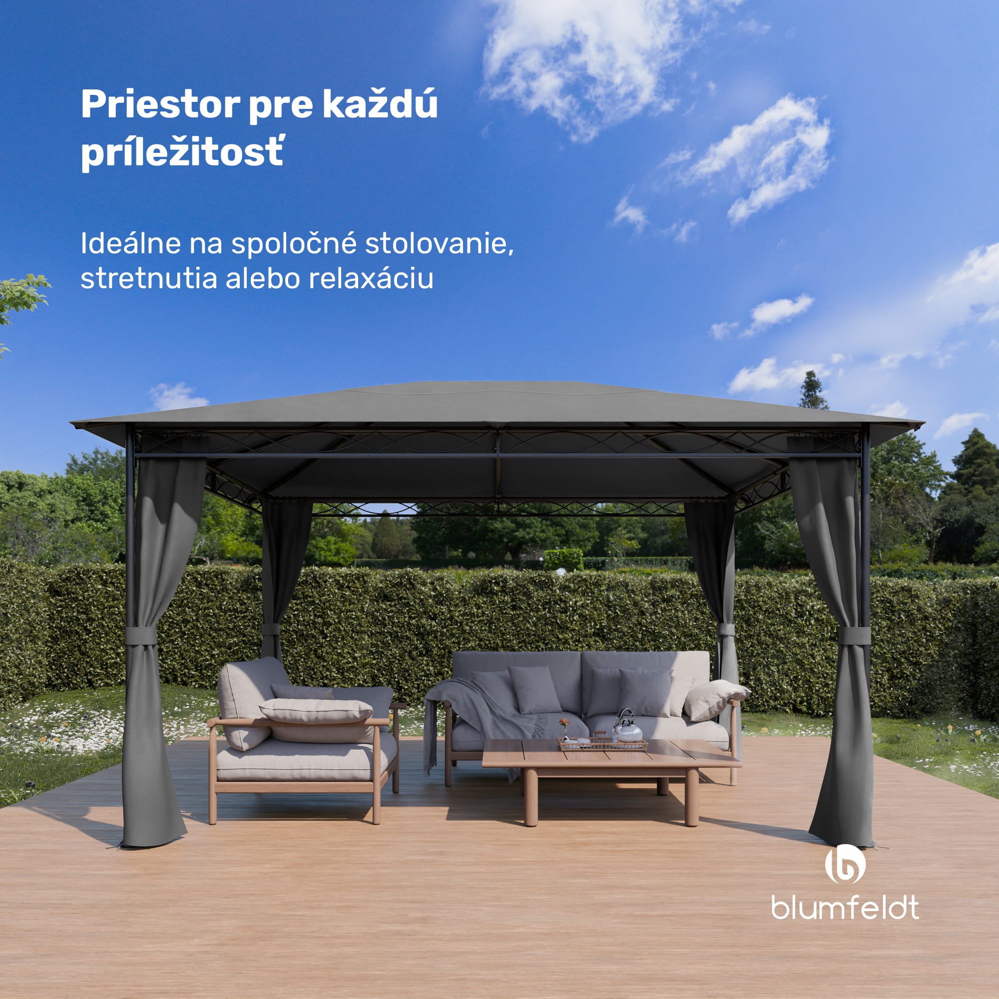 Blumfeldt Mondo 3x4 altánok s kovovým rámom a 4 bočnými stenami – Obrázok 2