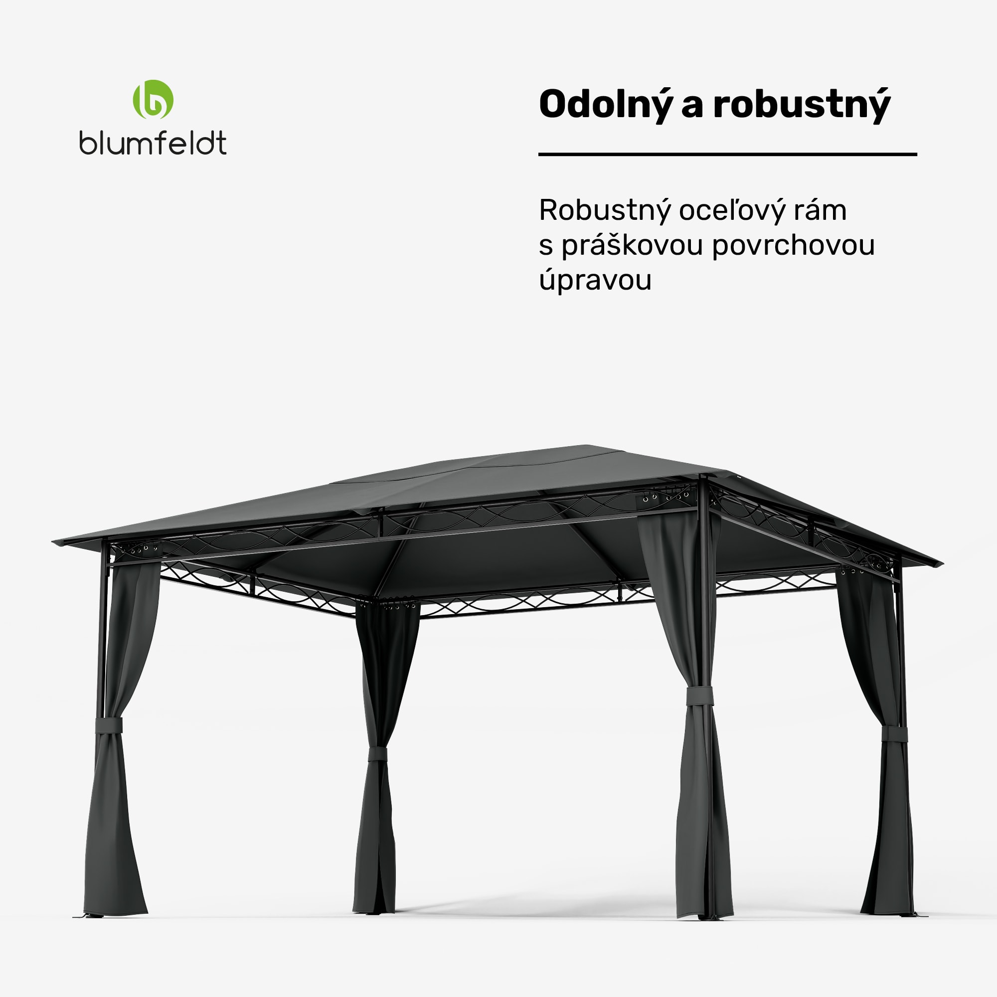 Blumfeldt Mondo 3x4 altánok s kovovým rámom a 4 bočnými stenami – Obrázok 3