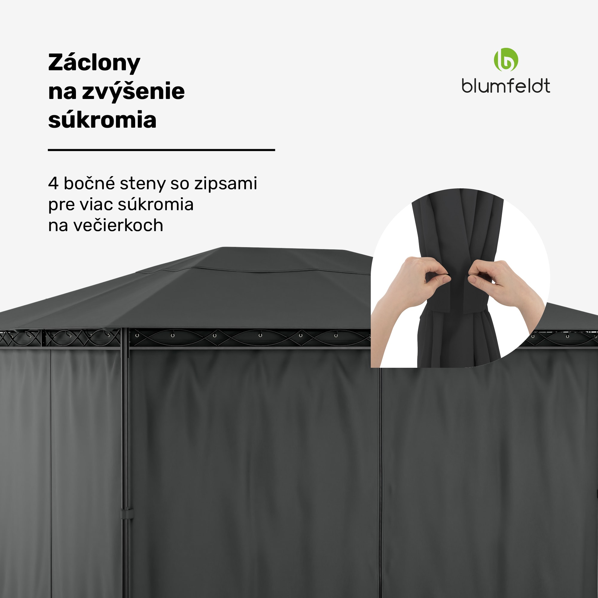 Blumfeldt Mondo 3x4 altánok s kovovým rámom a 4 bočnými stenami – Obrázok 4