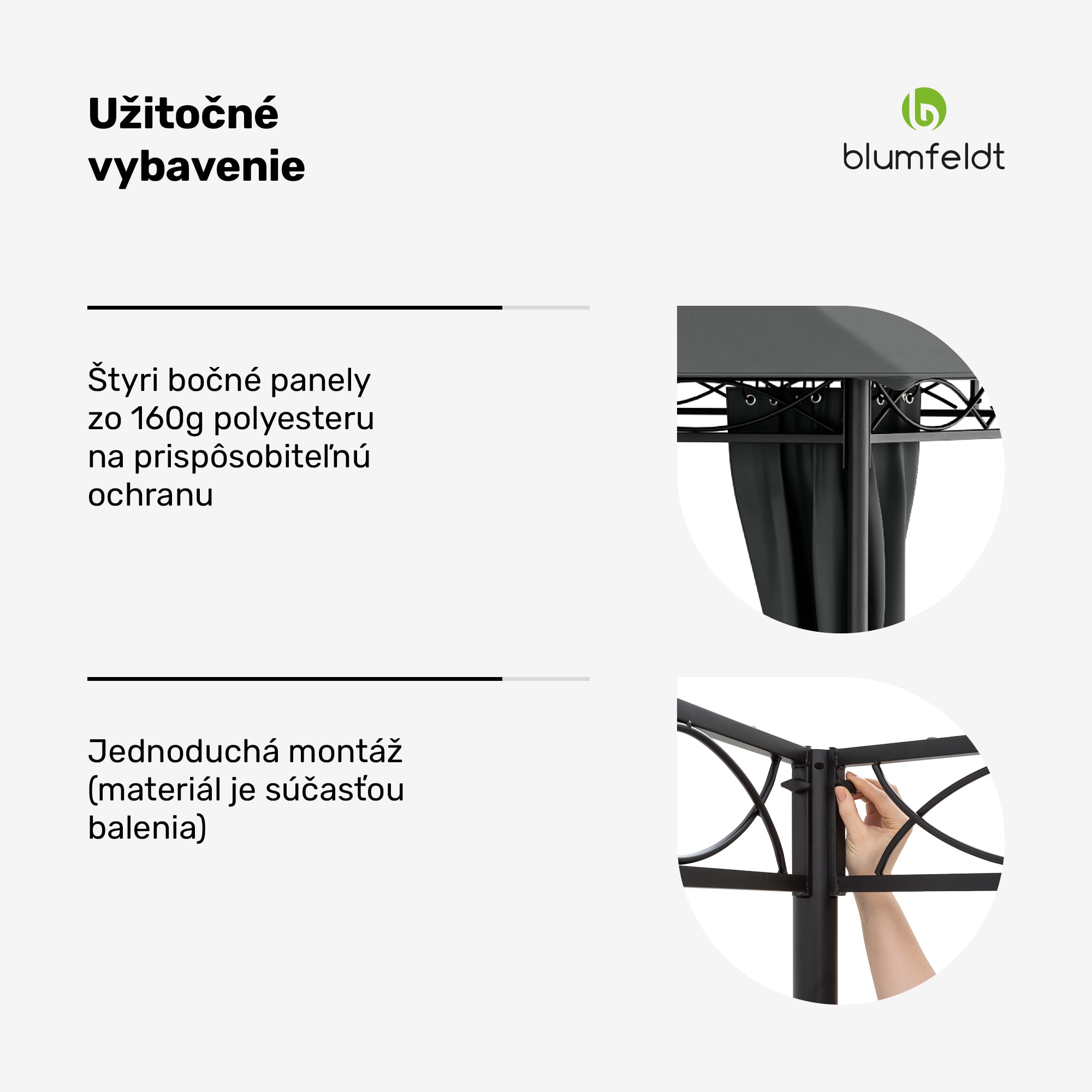 Blumfeldt Mondo 3x4 altánok s kovovým rámom a 4 bočnými stenami – Obrázok 5