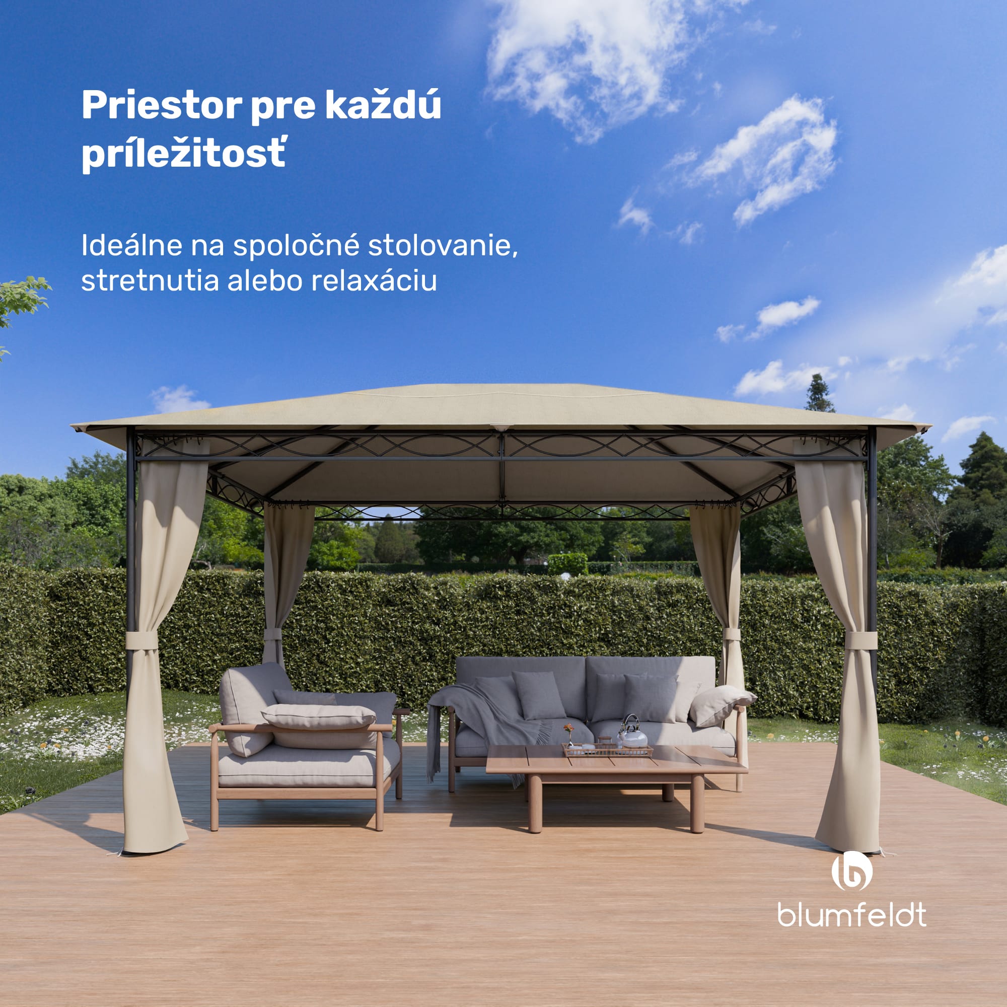 Blumfeldt Mondo 3x4 altánok s kovovým rámom a 4 bočnými stenami – Obrázok 2