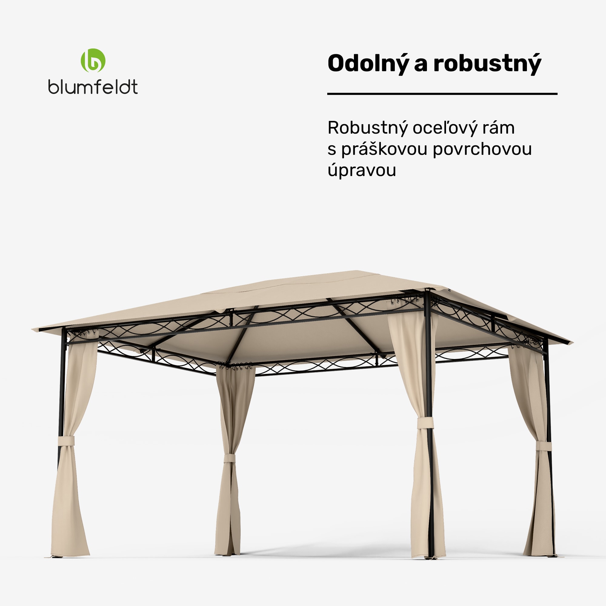 Blumfeldt Mondo 3x4 altánok s kovovým rámom a 4 bočnými stenami – Obrázok 3