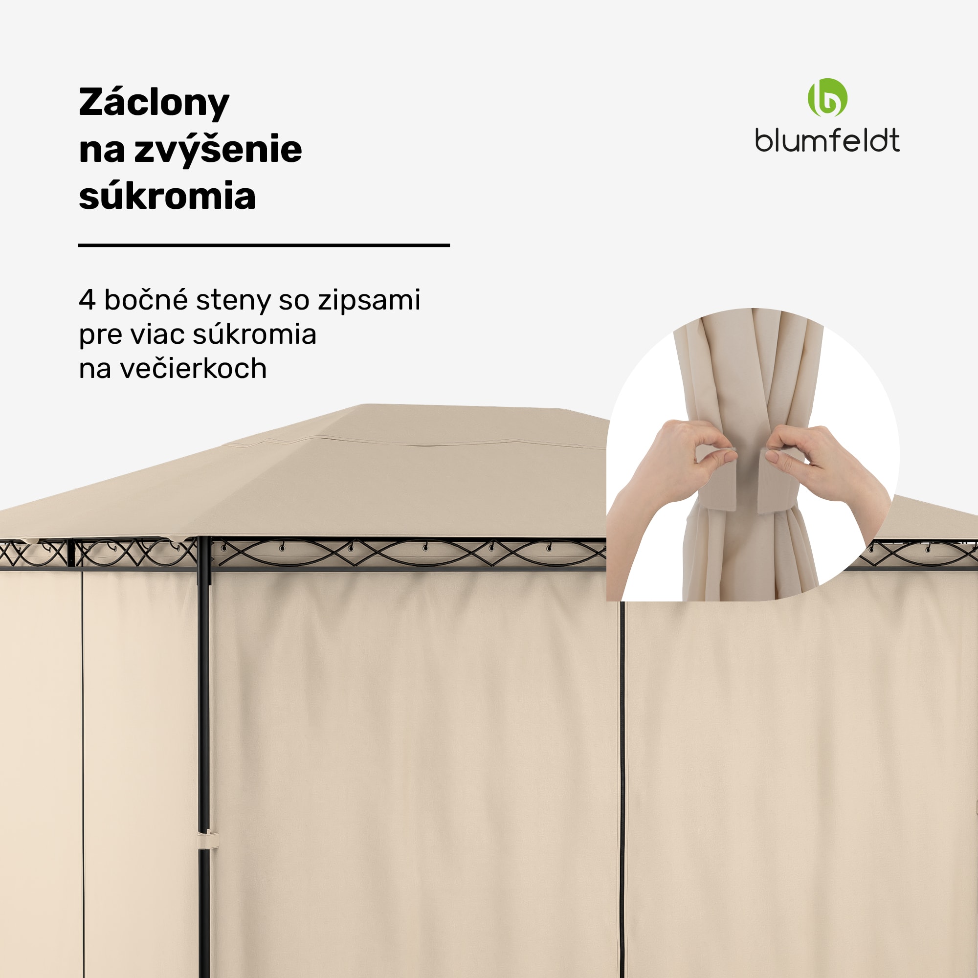 Blumfeldt Mondo 3x4 altánok s kovovým rámom a 4 bočnými stenami – Obrázok 4