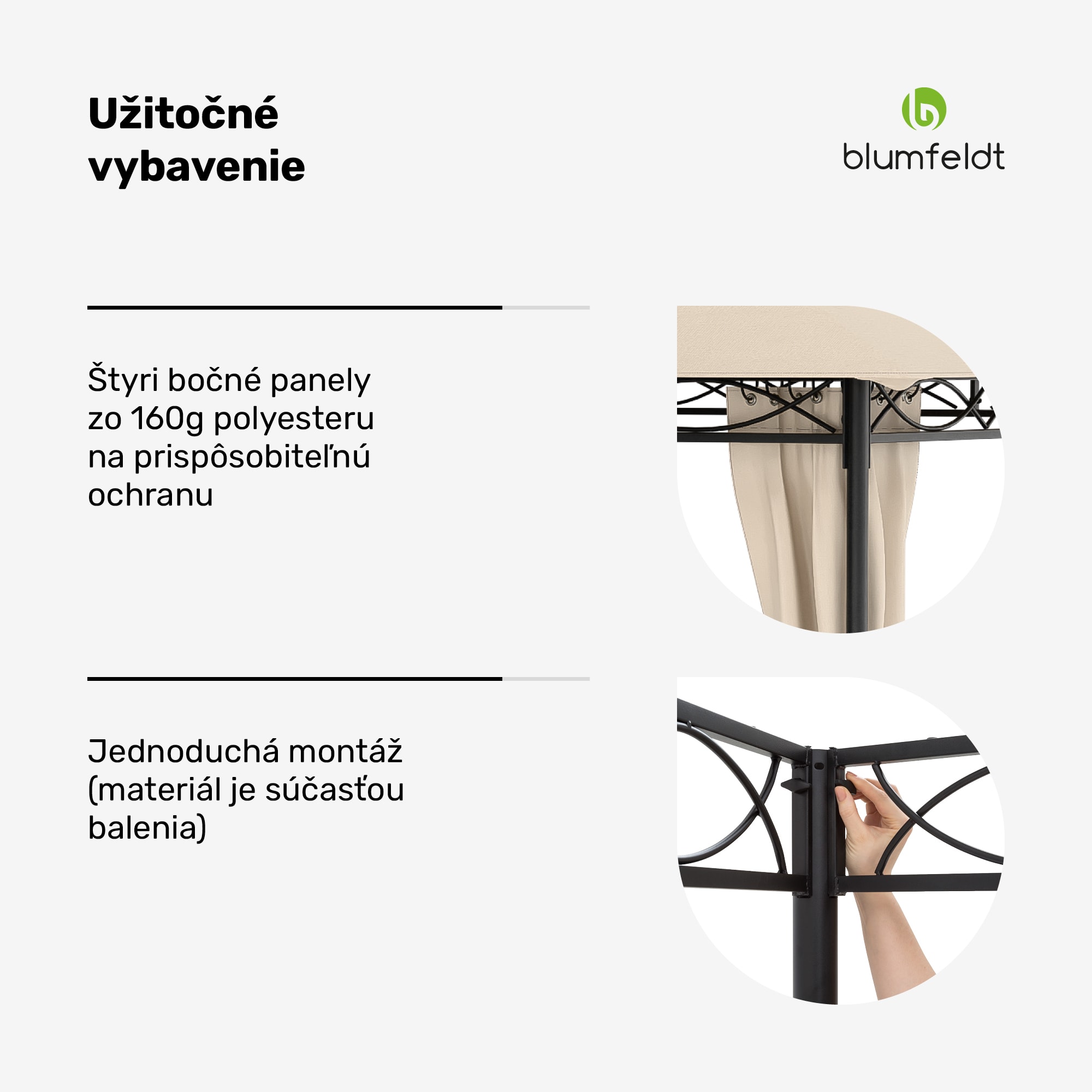 Blumfeldt Mondo 3x4 altánok s kovovým rámom a 4 bočnými stenami – Obrázok 5