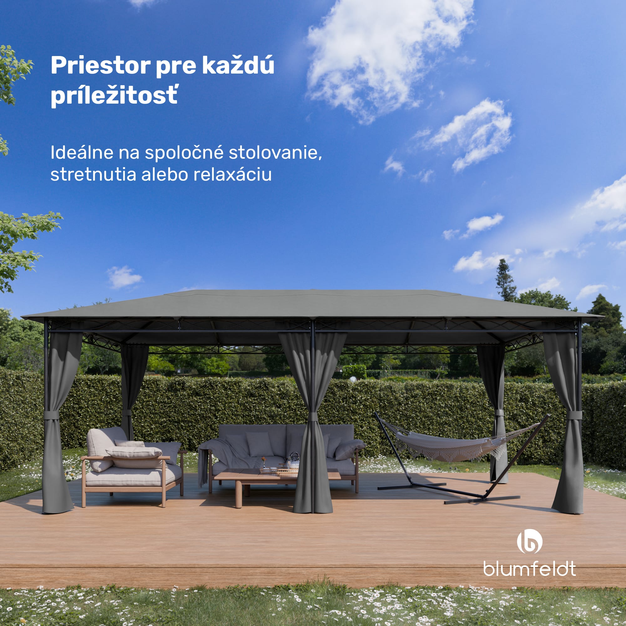 Blumfeldt Mondo 3x6 altánok s kovovým rámom a 4 bočnými stenami – Obrázok 2