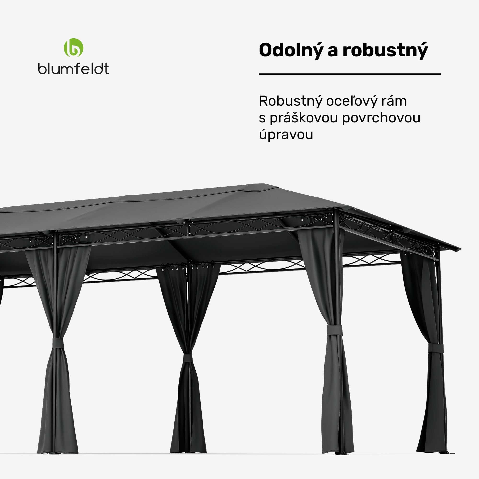 Blumfeldt Mondo 3x6 altánok s kovovým rámom a 4 bočnými stenami – Obrázok 3