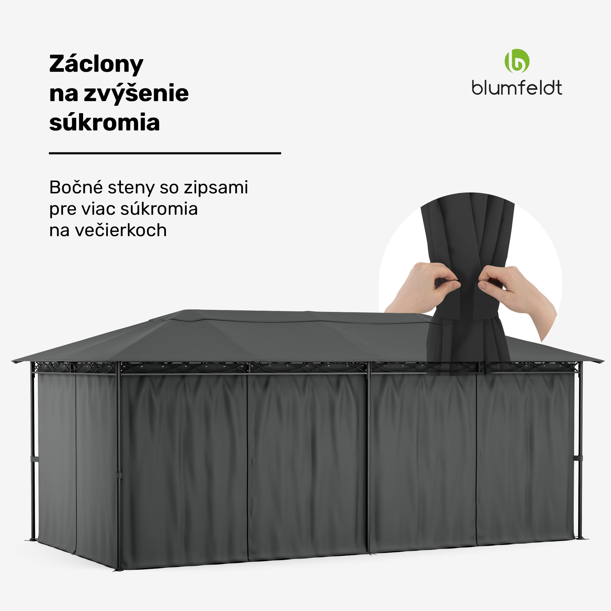 Blumfeldt Mondo 3x6 altánok s kovovým rámom a 4 bočnými stenami – Obrázok 4