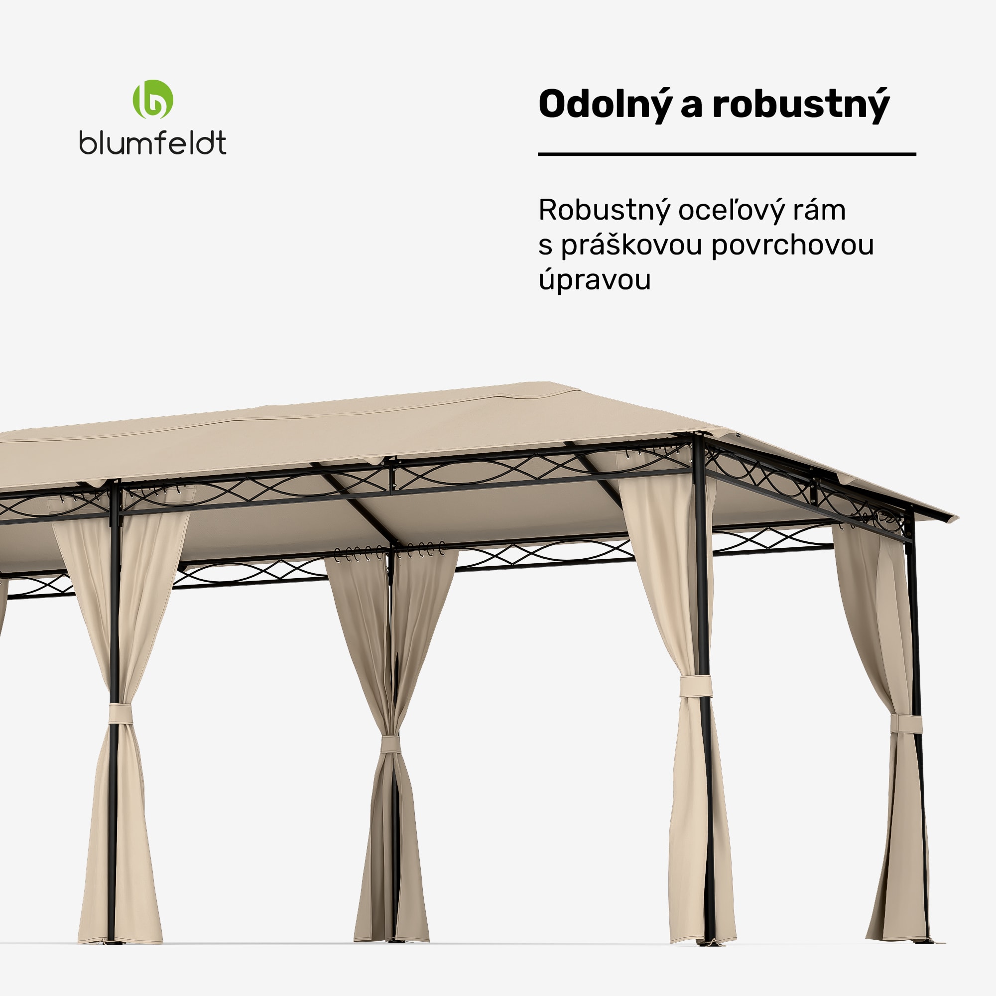 Blumfeldt Mondo 3x6 altánok s kovovým rámom a 4 bočnými stenami – Obrázok 3