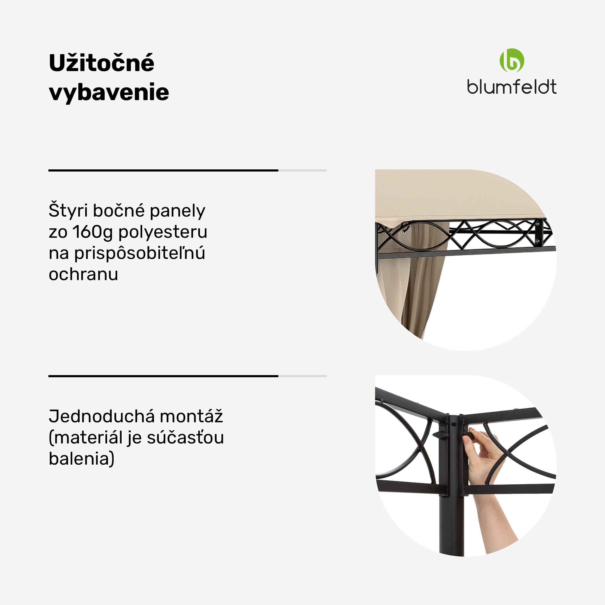 Blumfeldt Mondo 3x6 altánok s kovovým rámom a 4 bočnými stenami – Obrázok 5