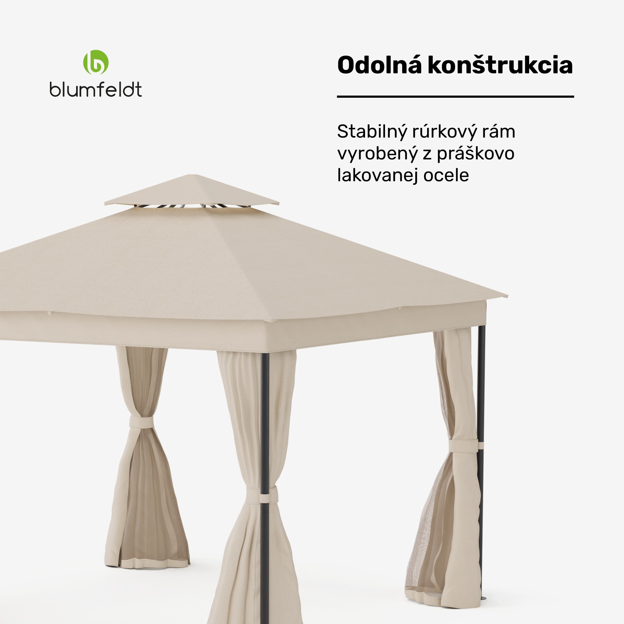 Blumfeldt Altánok Mondo Dual 3x3 s dvojitou strechou a sieťou proti hmyzu – Obrázok 3