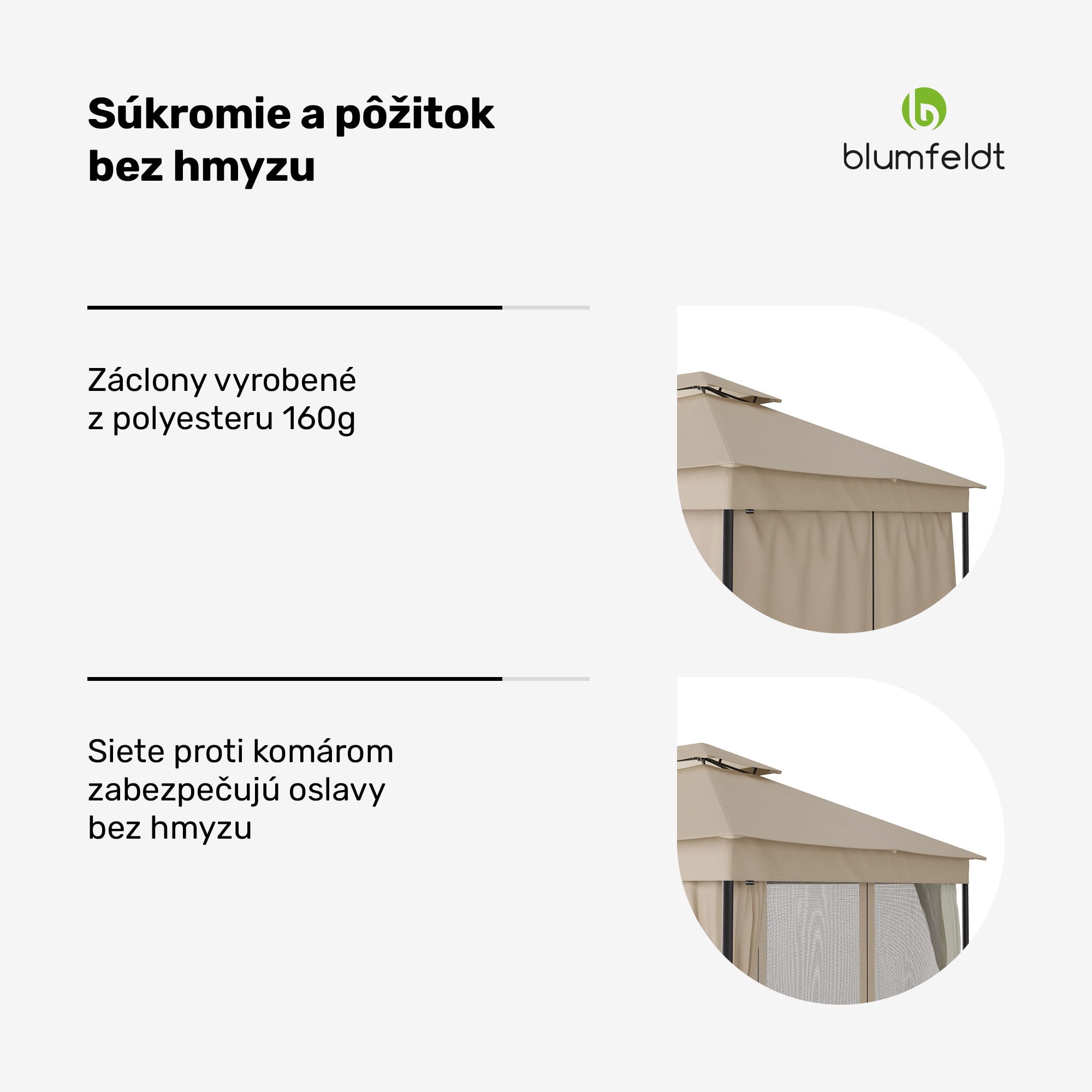 Blumfeldt Altánok Mondo Dual 3x4 s dvojitou strechou a sieťou proti hmyzu – Obrázok 5