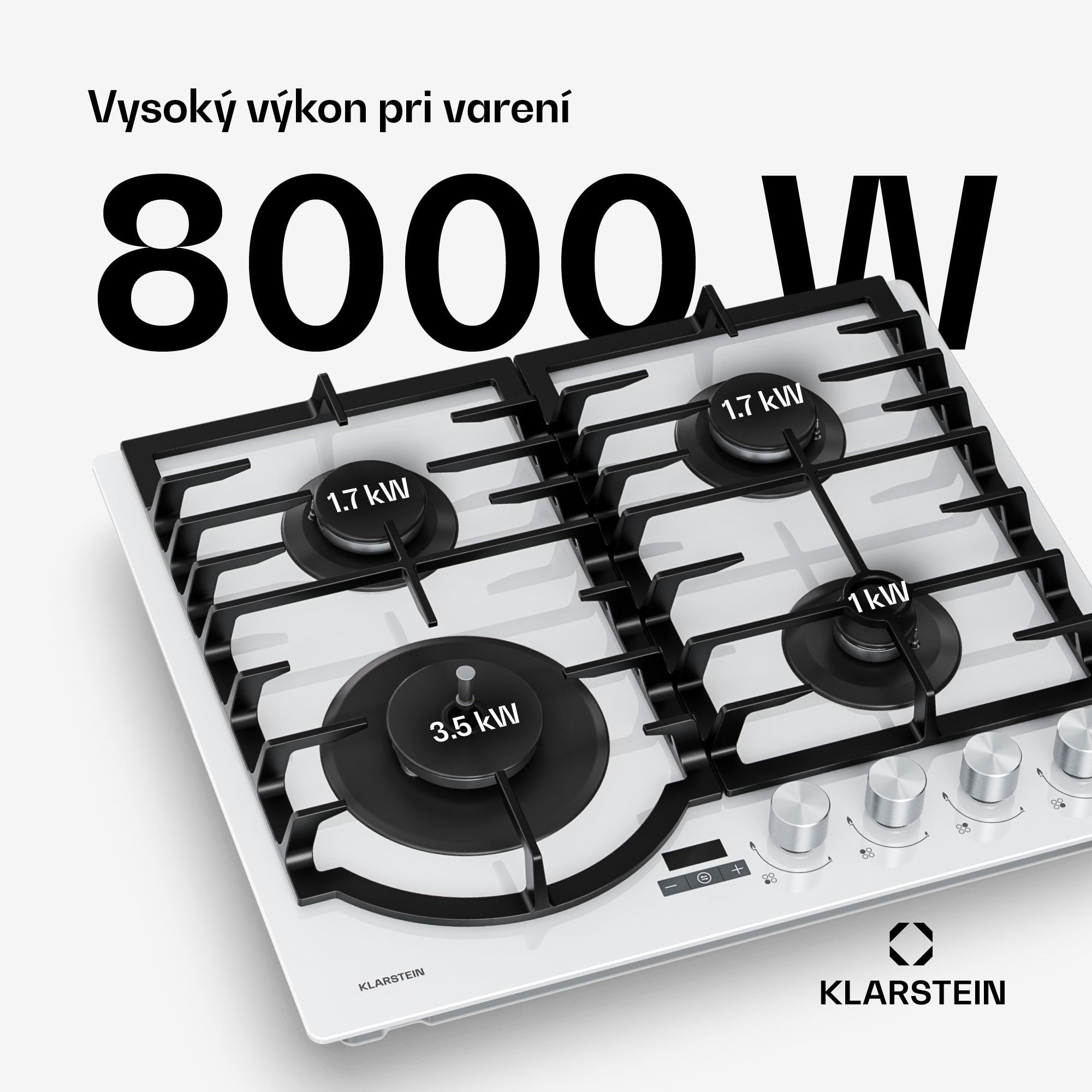 Klarstein Ignito plynová varná doska, 8 kW, liatinové rošty, časovač, regulácia teploty – Obrázok 2
