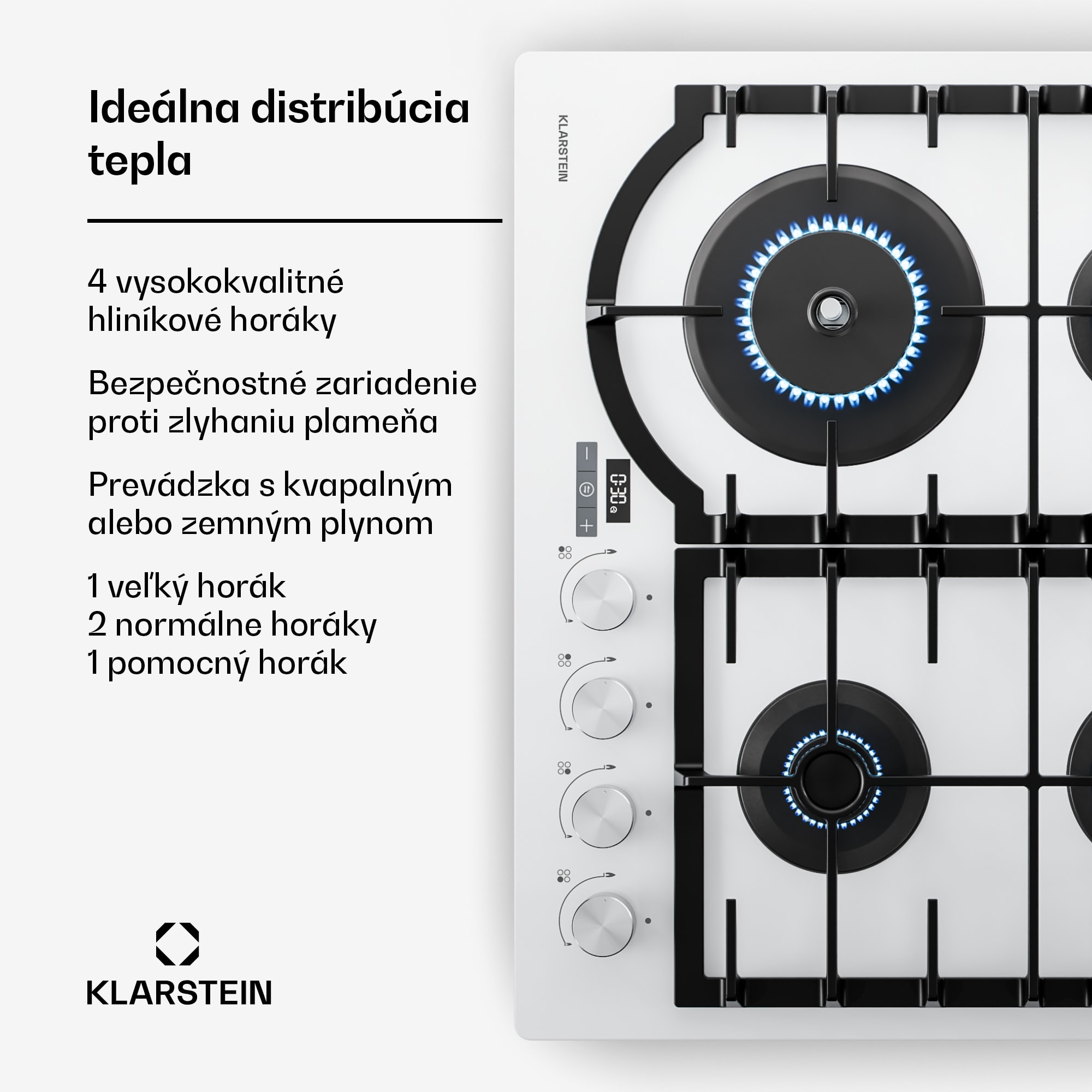 Klarstein Ignito plynová varná doska, 8 kW, liatinové rošty, časovač, regulácia teploty – Obrázok 3