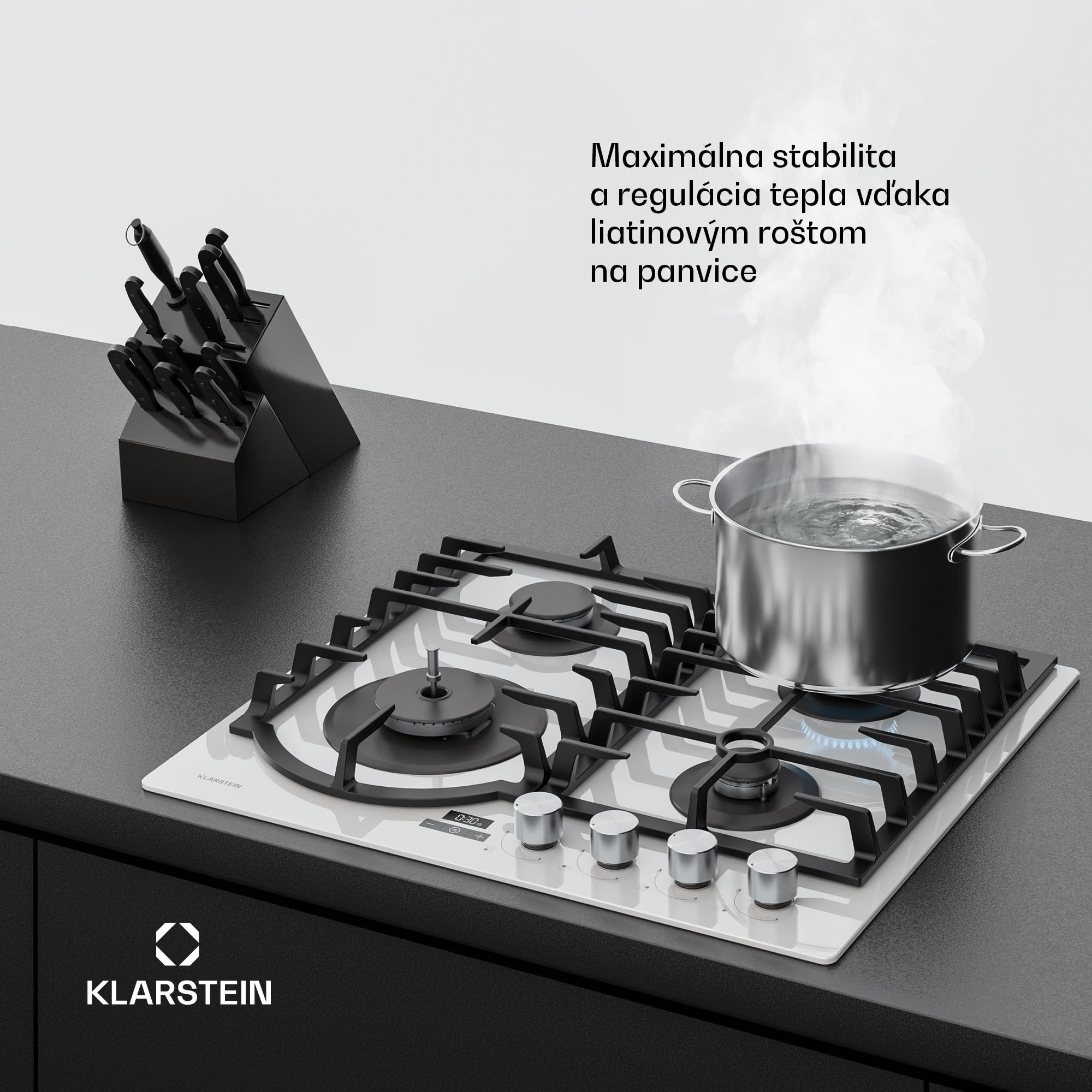 Klarstein Ignito plynová varná doska, 8 kW, liatinové rošty, časovač, regulácia teploty – Obrázok 5