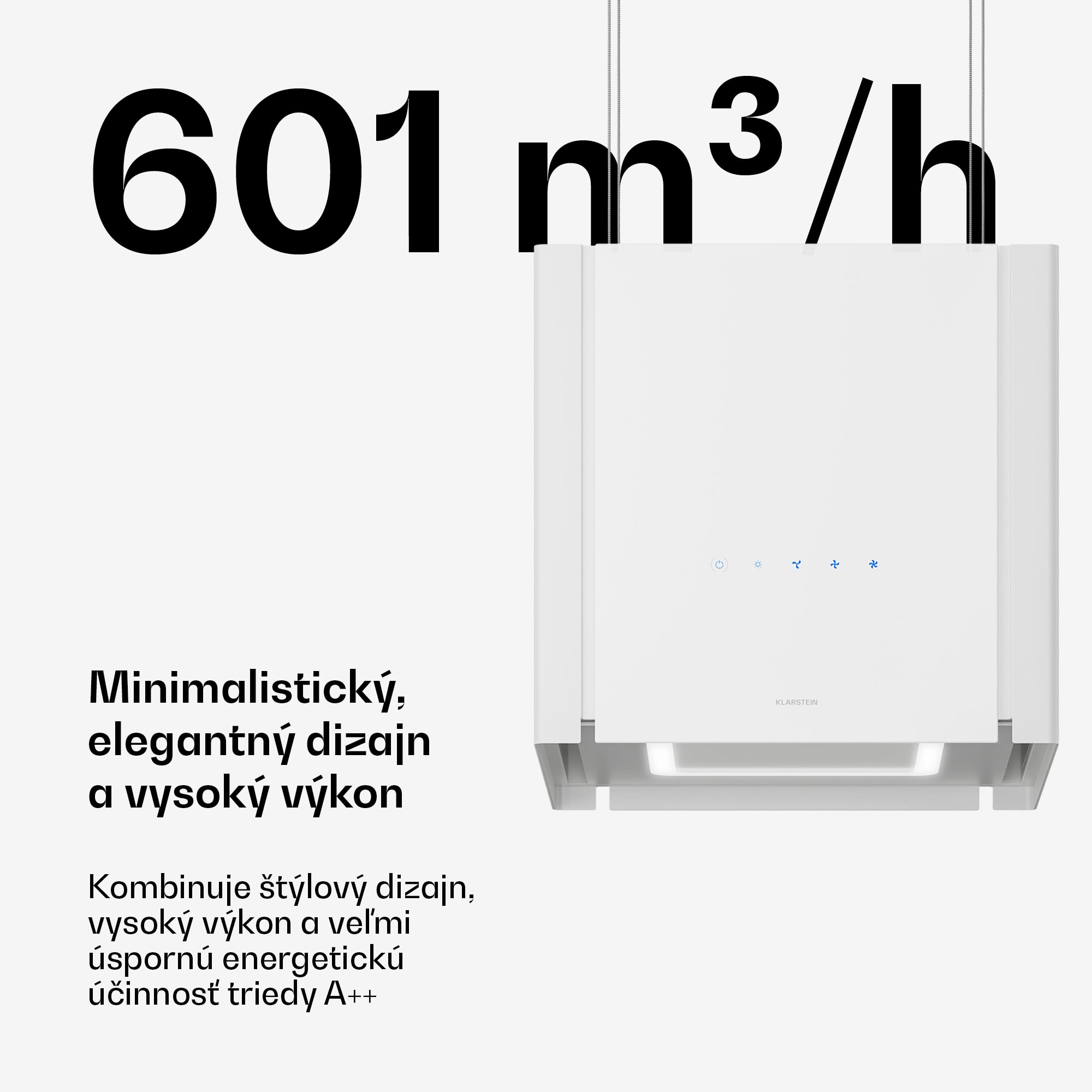 Klarstein Velaire digestor funkcia zdvíhania 40 cm, Elegantný, minimalistický, výkonný, EEC A++, 601 m³/h – Obrázok 3