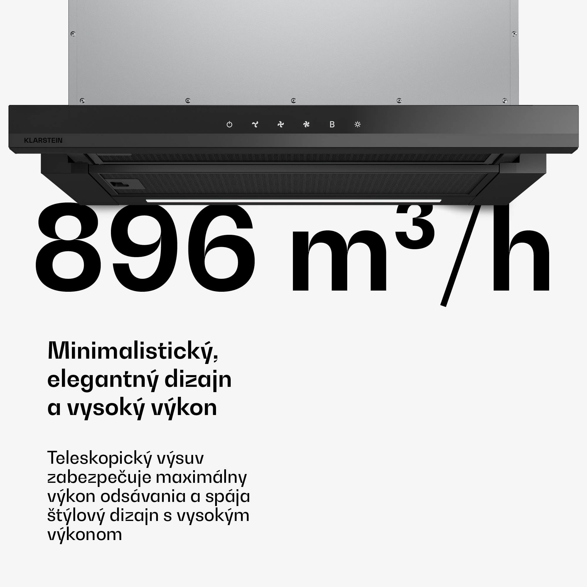 Klarstein Velaire výsuvný digestor 60 cm, Elegantný, minimalistický, výkonný, EEC A++, 896 m³/h – Obrázok 4