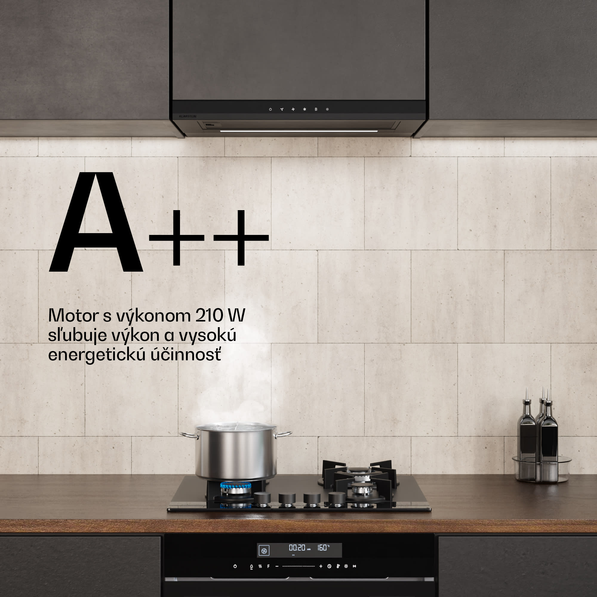 Klarstein Velaire výsuvný digestor 60 cm, Elegantný, minimalistický, výkonný, EEC A++, 896 m³/h – Obrázok 5