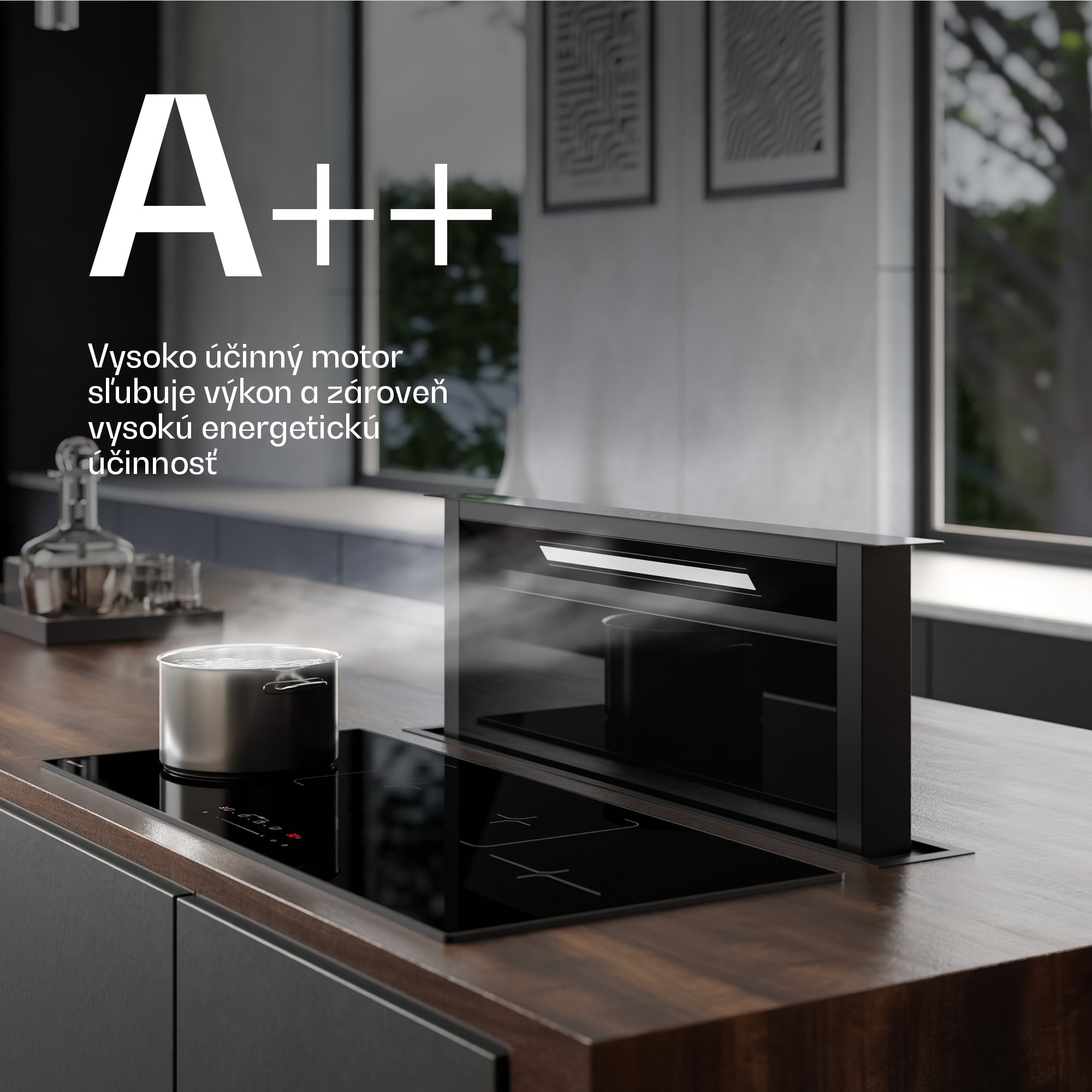 Klarstein Velaire Downdraft-System, Elegantný, minimalistický, výkonný, Energetická trieda A++, 906 m³/h, 90 cm – Obrázok 5