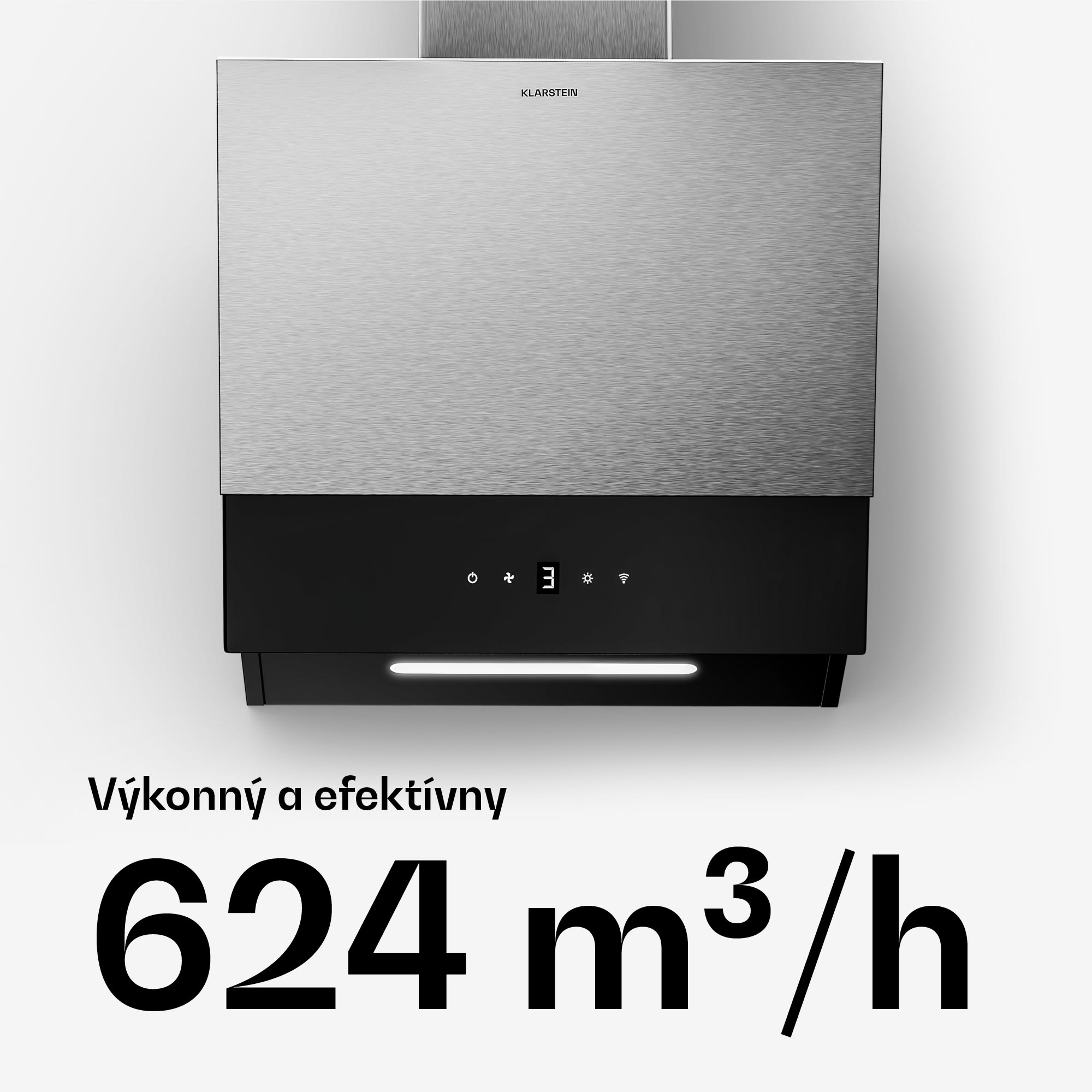 Klarstein Verosteel digestor, Elegantný, minimalistický, výkonný, Energetická trieda A, 624 m³/h, 45 cm – Obrázok 4