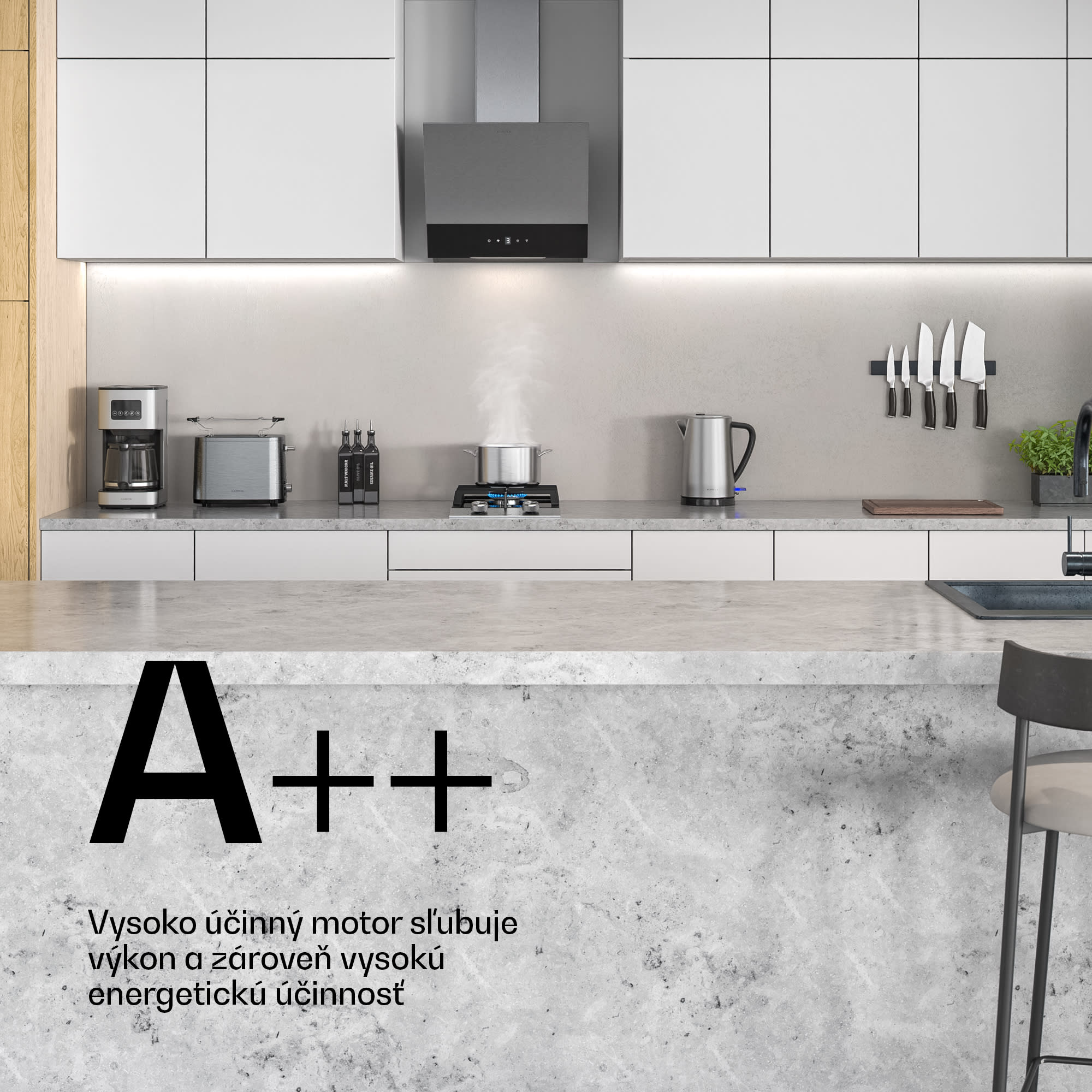 Klarstein Verosteel digestor, Elegantný, minimalistický, výkonný, Energetická trieda A, 624 m³/h, 45 cm – Obrázok 5