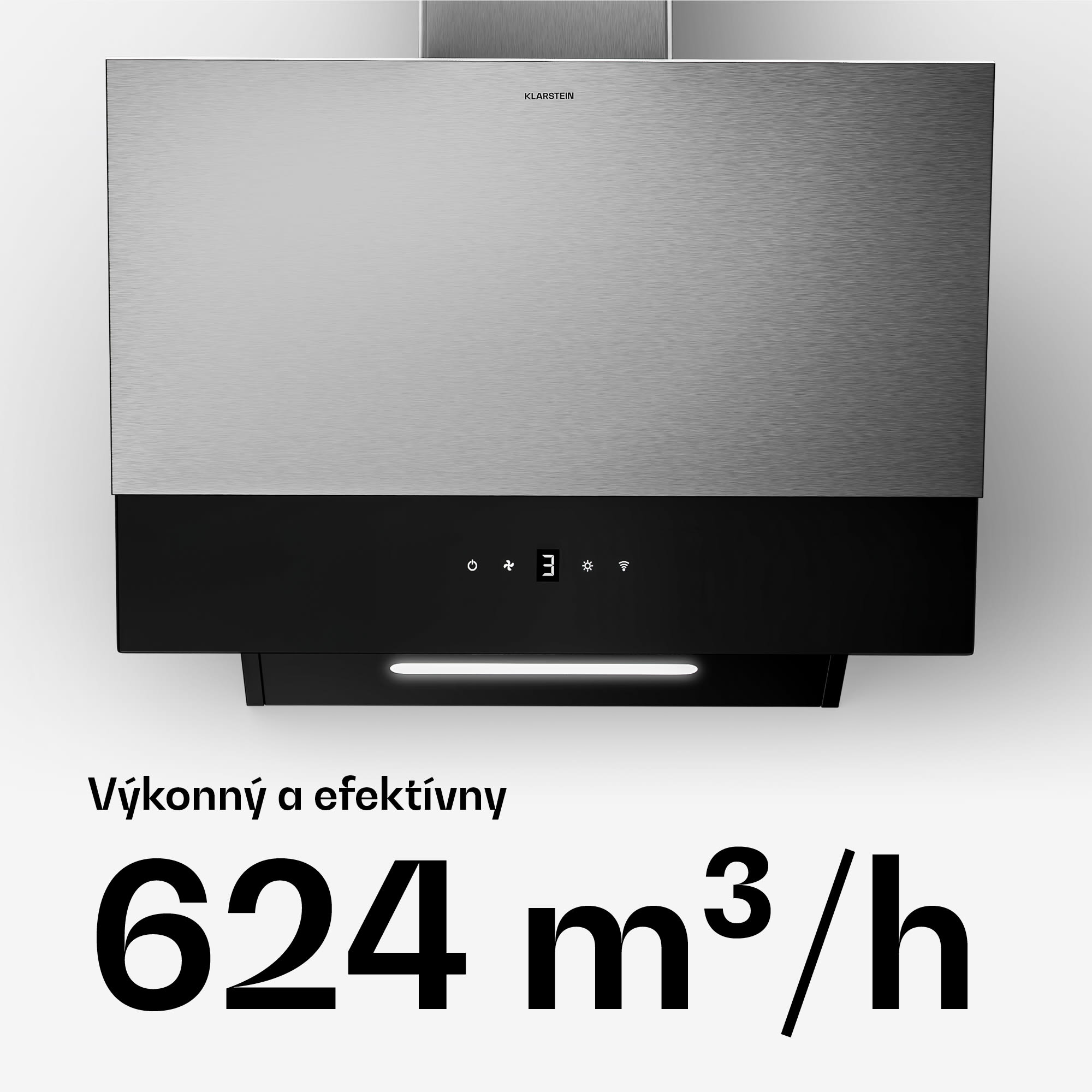 Klarstein Verosteel digestor, Elegantný, minimalistický, výkonný, Energetická trieda A, 624 m³/h, 60 cm – Obrázok 4