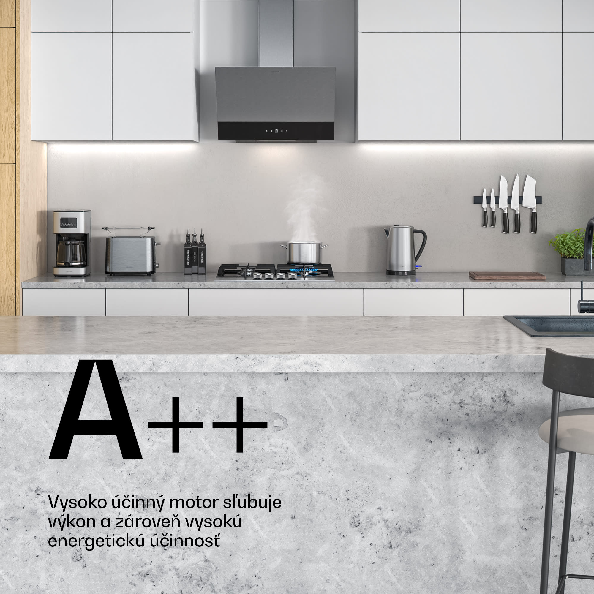 Klarstein Verosteel digestor, Elegantný, minimalistický, výkonný, Energetická trieda A, 624 m³/h, 60 cm – Obrázok 5