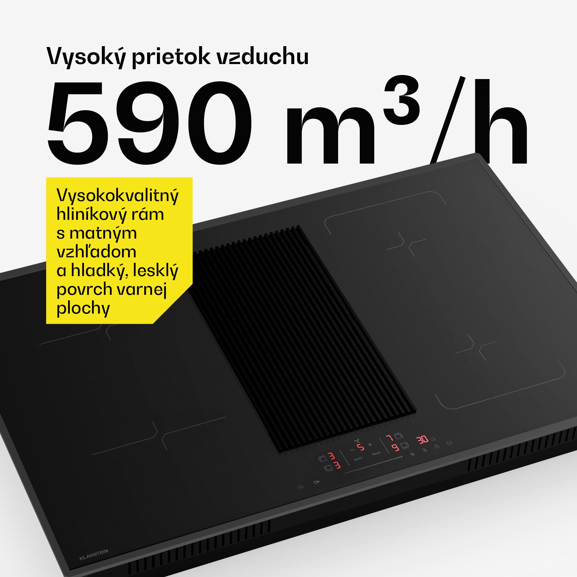 Klarstein Velaire hybridná indukčná varná doska s integrovaným digestorom Elegantná, minimalistická, výkonná 8400 W 80 cm – Obrázok 5