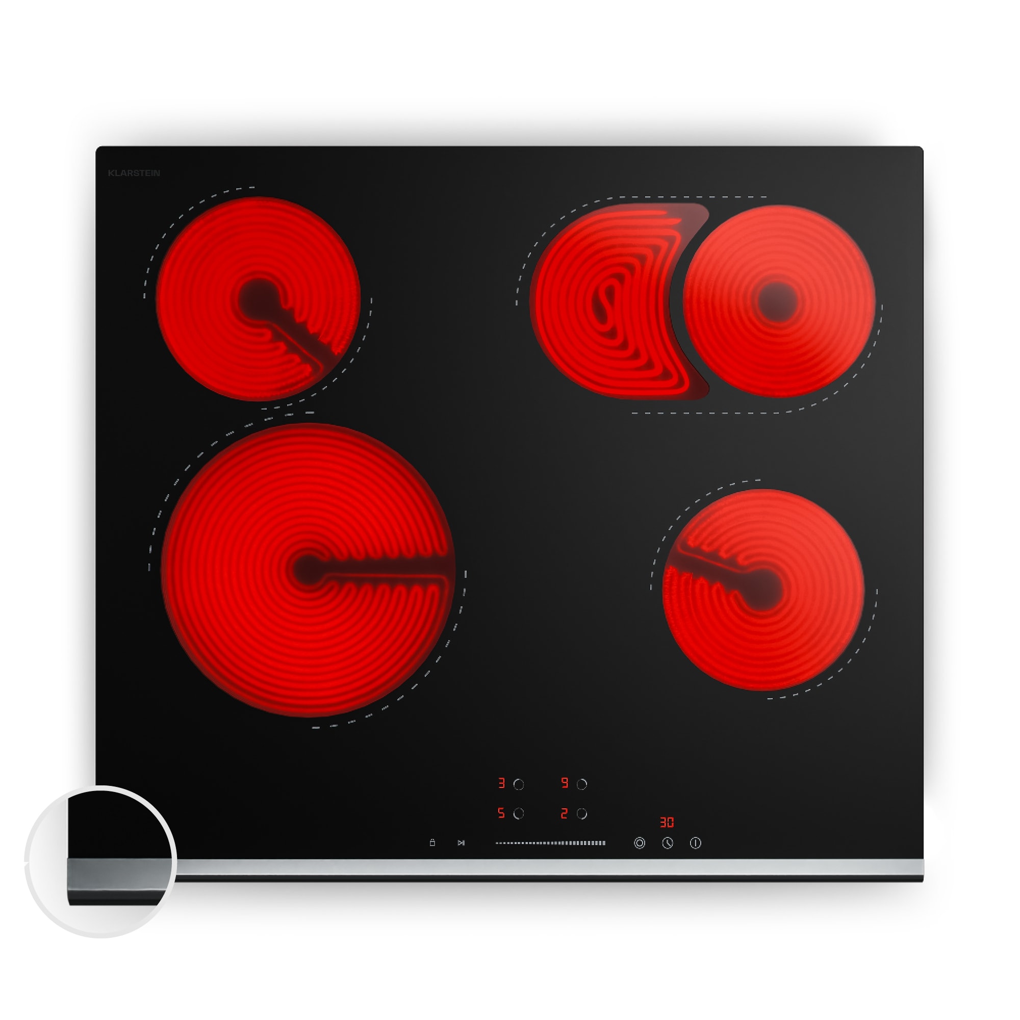 Klarstein Verosteel sklokeramická varná doska | 4 zóny | Minimalistická, Výkonná | 6600 W | 60 cm