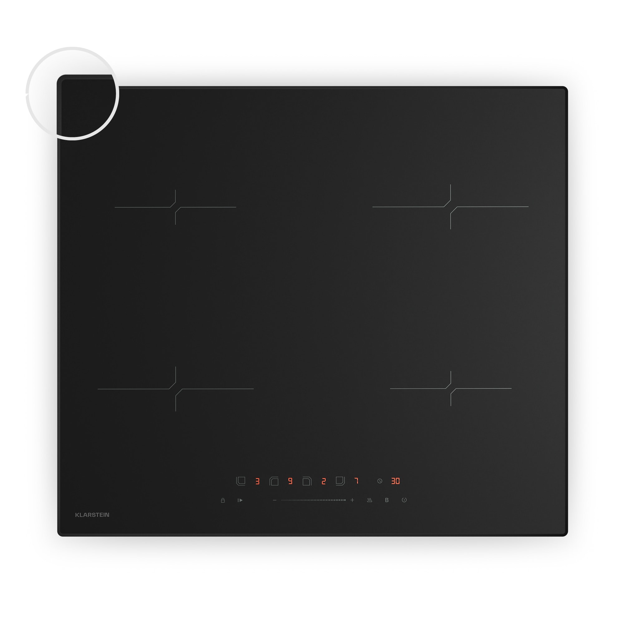 Klarstein Velaire indukčná varná doska, elegantná, minimalistická, výkonná, 4 varné zóny, 7000 W, 60 cm