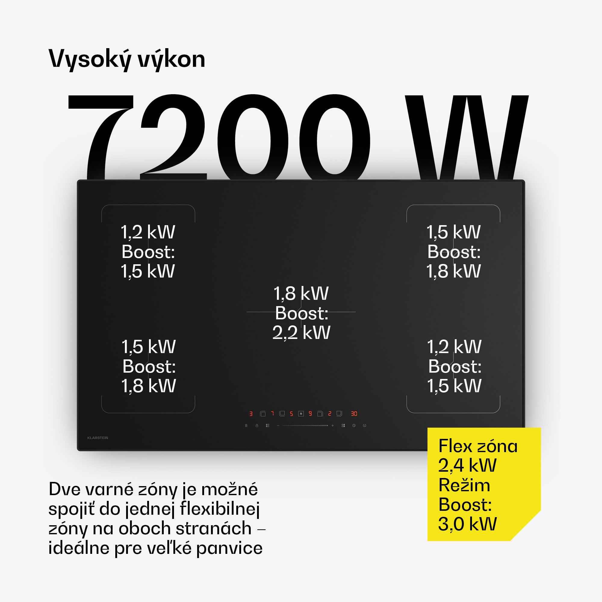Klarstein Velaire indukčná varná doska, elegantná, minimalistická, výkonná, 5 varných zón, 7200 W, 90 cm – Obrázok 3