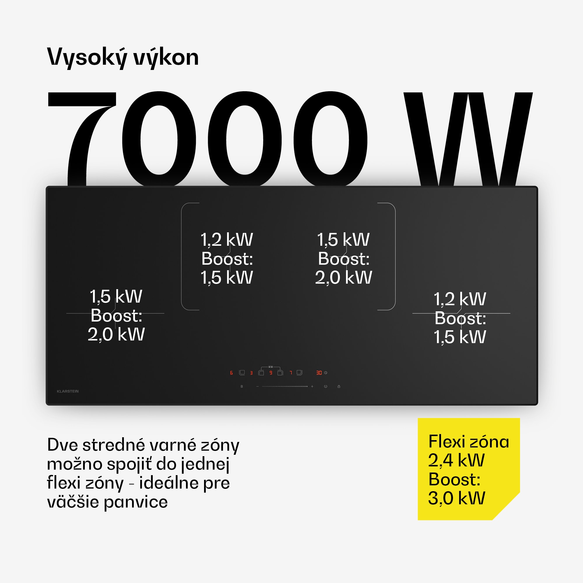 Klarstein Velaire indukčná varná doska, elegantná, minimalistická, výkonná, 4 varné zóny, 7000 W, 90 cm – Obrázok 3