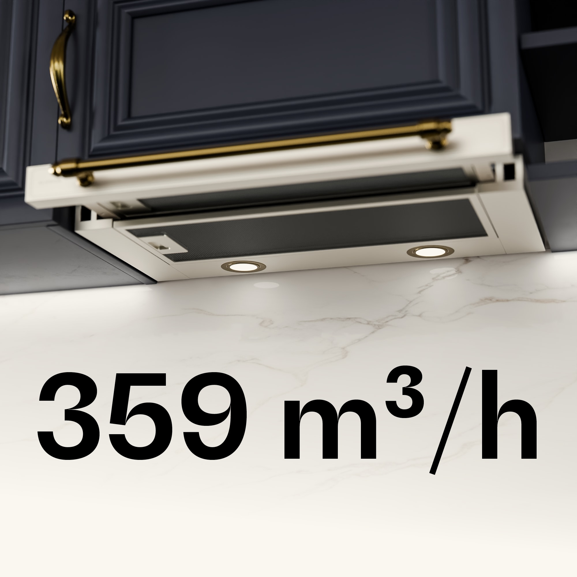 Klarstein Victoria výsuvný digestor elegantný, retro inšpirovaný, nadčasový EEC A++ 359m³/h 60cm – Obrázok 4