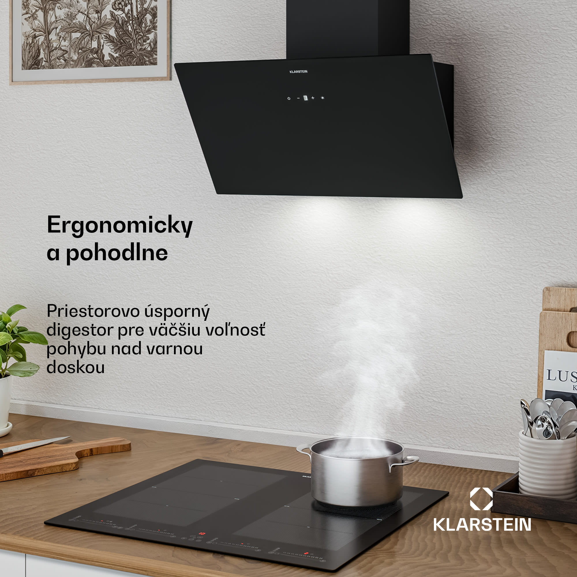 Klarstein Laurel šikmý digestor | režim odsávania vzduchu a recirkulácie | bezpečnostné sklo | 417 m³/h | 60 cm – Obrázok 3