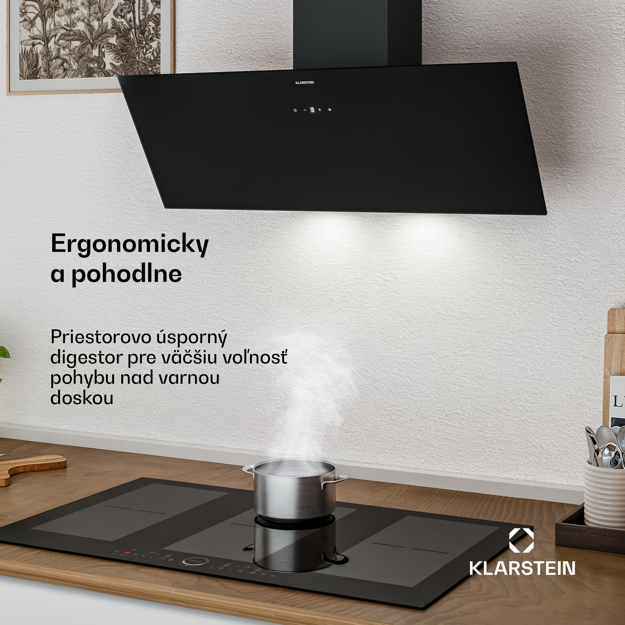 Klarstein Laurel šikmý digestor | režim odsávania vzduchu a recirkulácie | bezpečnostné sklo | 417 m³/h | 90 cm – Obrázok 3