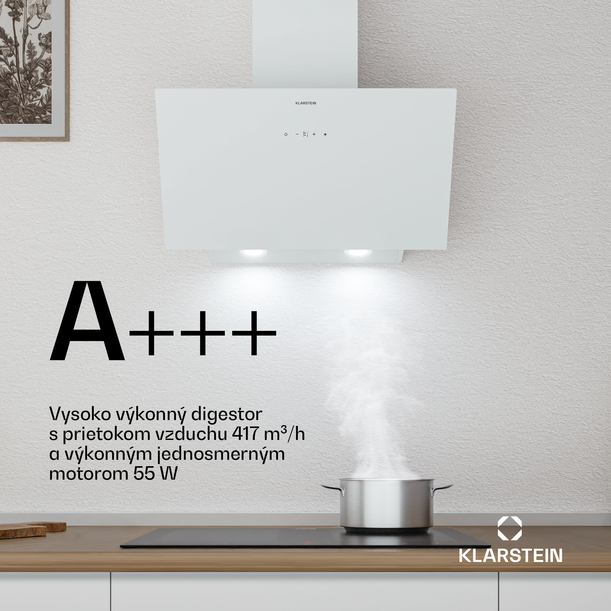 Klarstein Laurel šikmý digestor | režim odsávania vzduchu a recirkulácie | bezpečnostné sklo | 417 m³/h | 60 cm – Obrázok 2