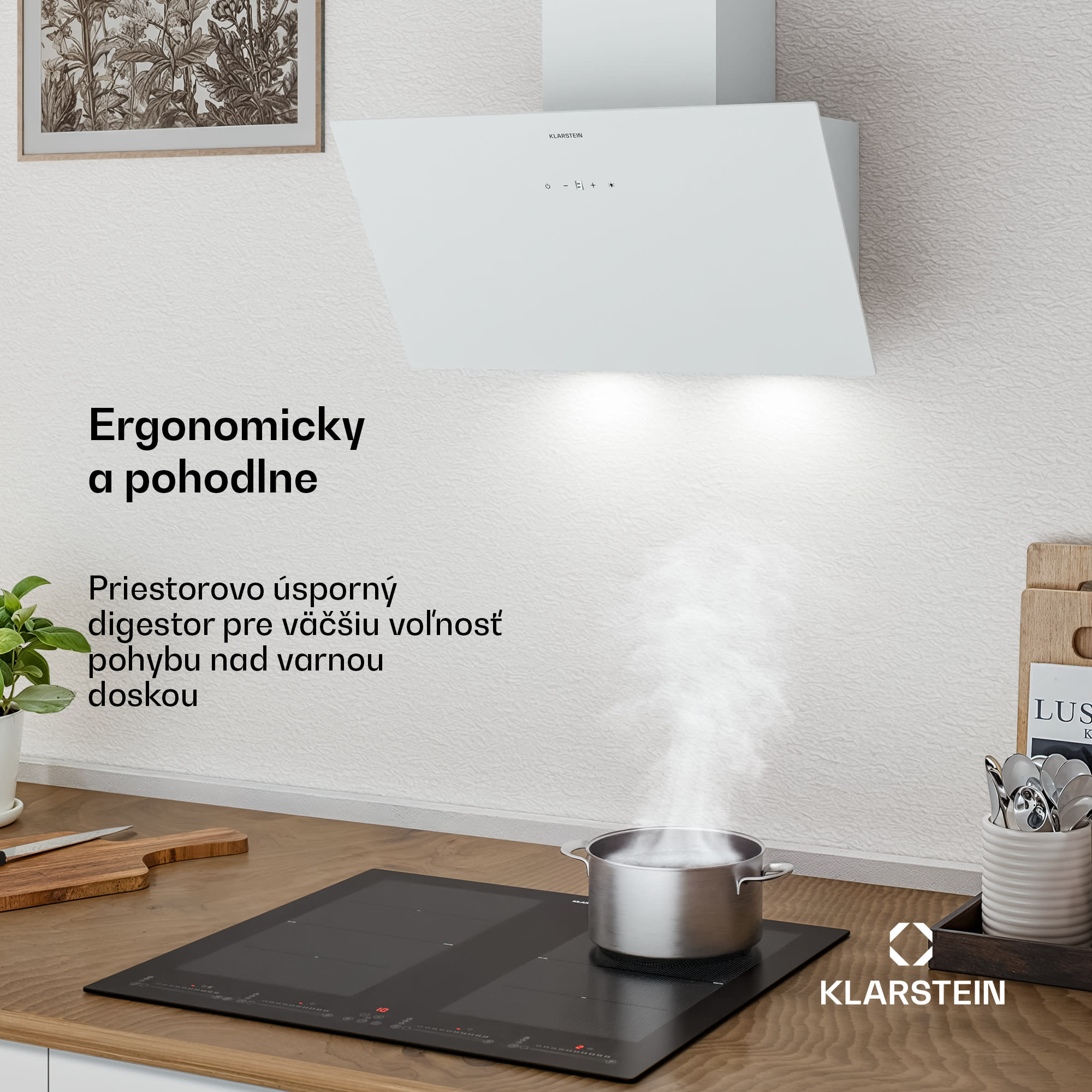 Klarstein Laurel šikmý digestor | režim odsávania vzduchu a recirkulácie | bezpečnostné sklo | 417 m³/h | 60 cm – Obrázok 3