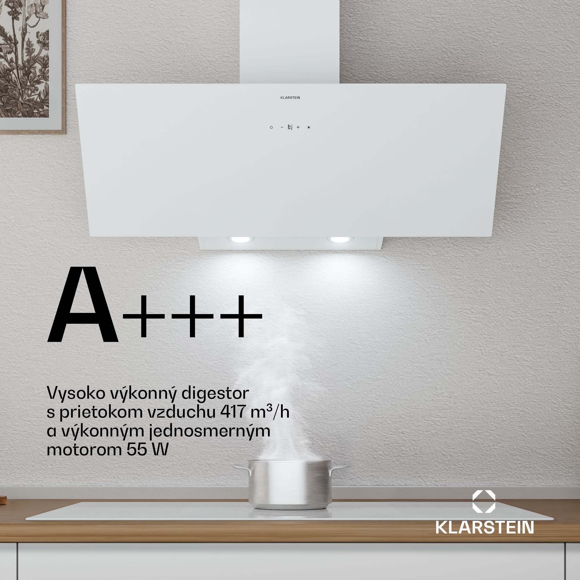 Klarstein Laurel šikmý digestor | režim odsávania vzduchu a recirkulácie | bezpečnostné sklo | 417 m³/h | 90 cm – Obrázok 2