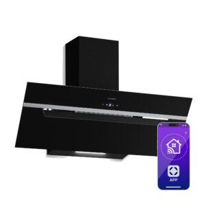 Klarstein BigBite šikmý digestor | režim odsávania vzduchu a recirkulácie | bezpečnostné sklo | 417 m³/h | 90 cm