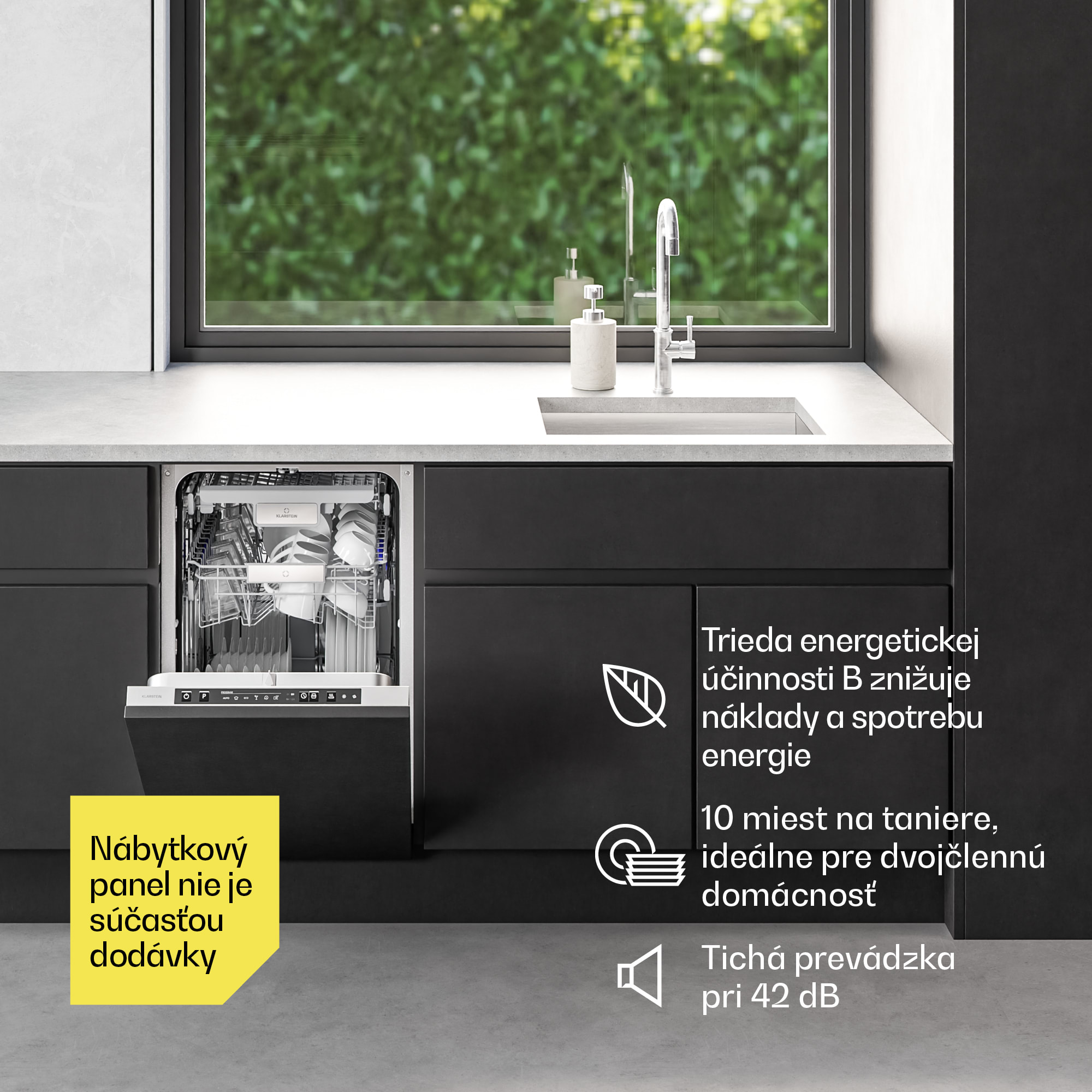 Klarstein Velaire plne-integrovaná umývačka riadu (45 cm) | Praktický minimalizmus a vysoký výkon – Obrázok 3