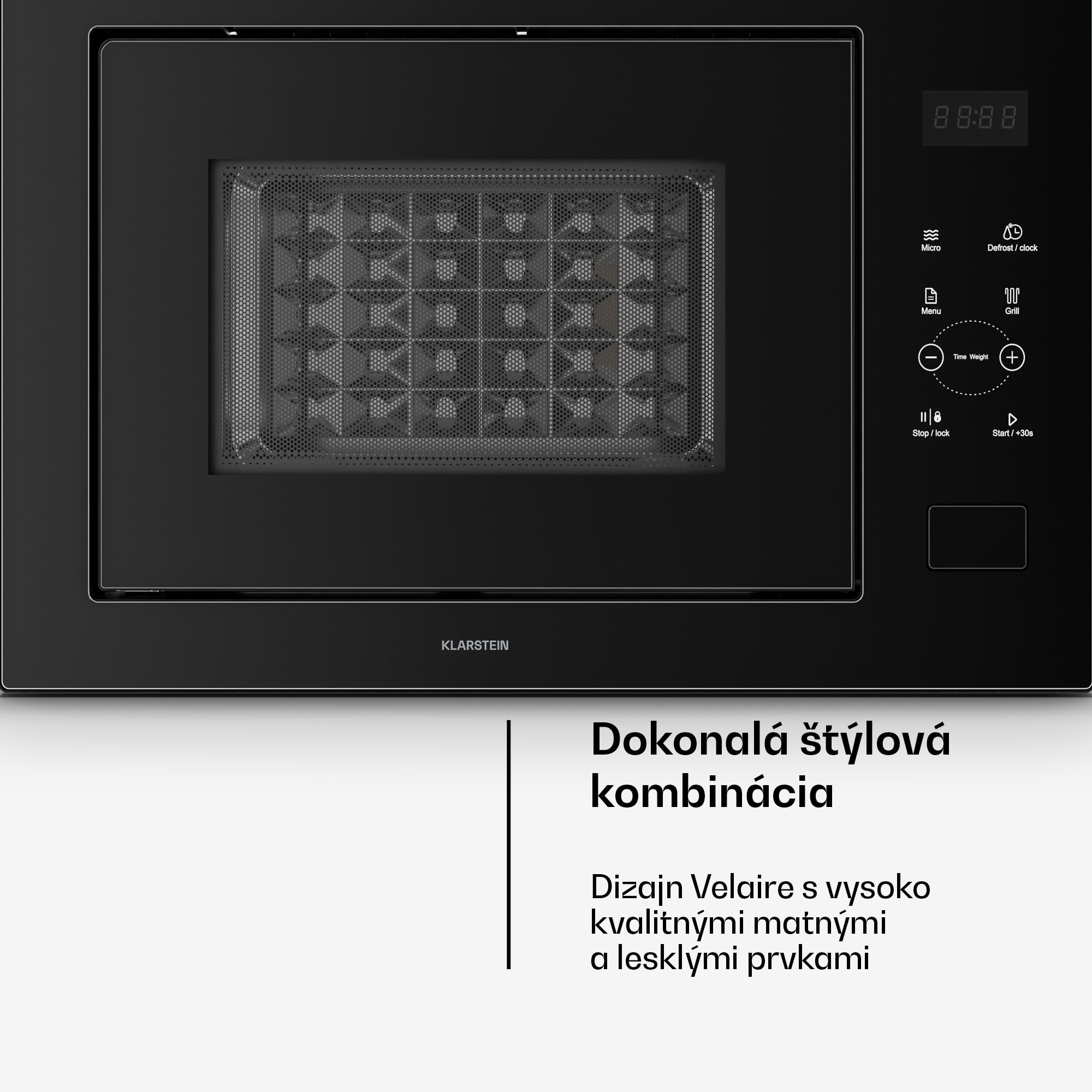 Klarstein Velaire vstavaná mikrovlnná rúra s grilom | 1200 W gril | 850 W mikrovlnná rúra | 60 cm – Obrázok 3