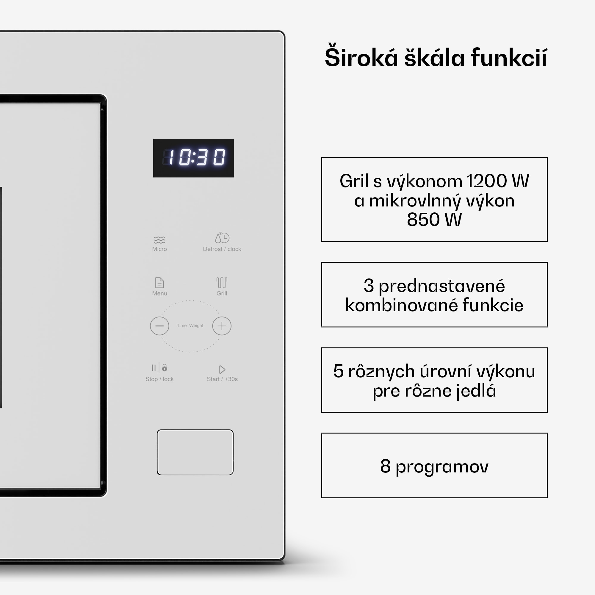 Klarstein Velaire vstavaná mikrovlnná rúra s grilom | 1200 W gril | 850 W mikrovlnná rúra | 60 cm – Obrázok 5