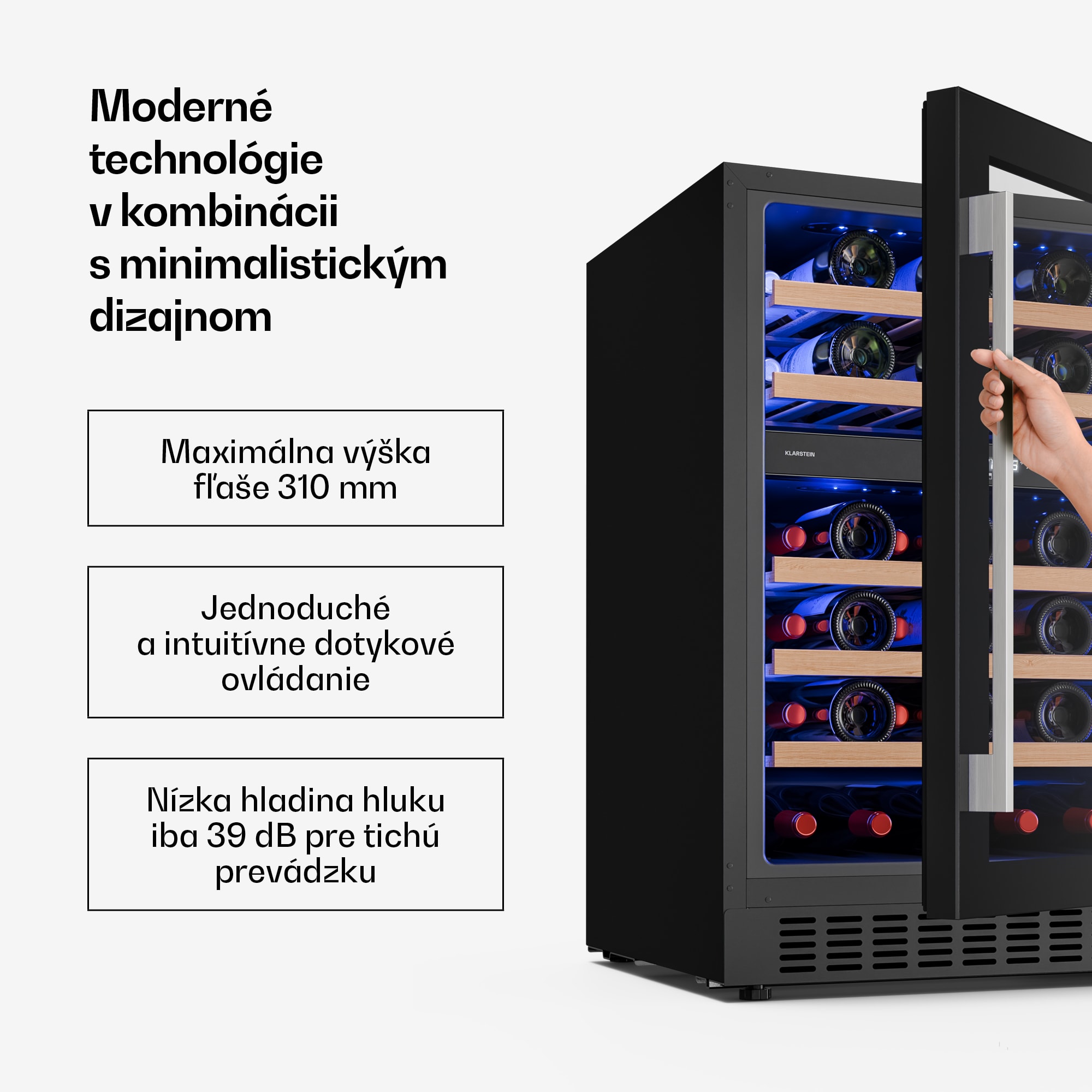 Klarstein Illuminosa podpultová chladnička na víno | Dvojzónová | 129 litrov | 46 fliaš | 60 cm – Obrázok 4