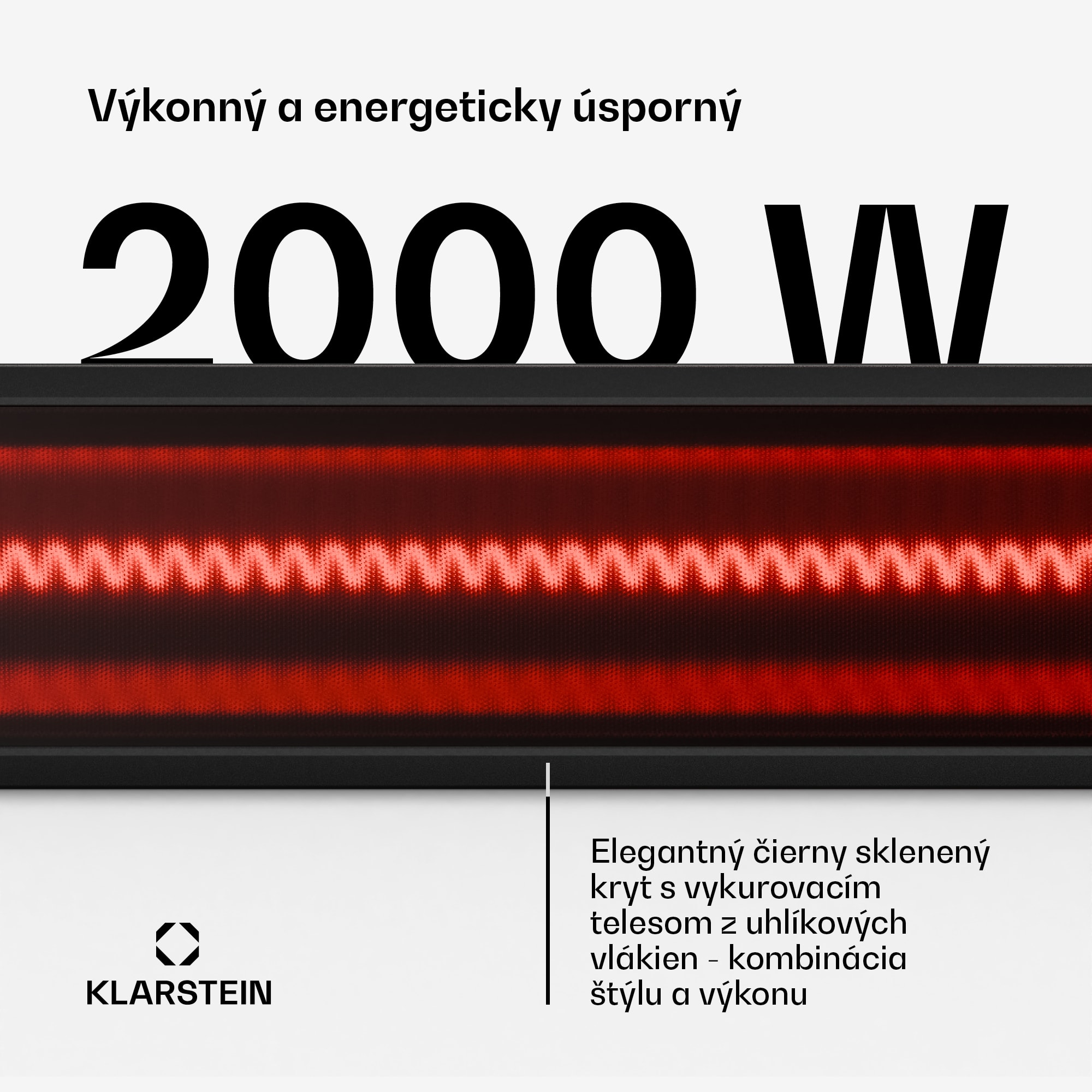 Klarstein Phantom infračervený ohrievač na stenu | 2000 W | 15 m² | Výkonný a tenký | 84 cm x 10 cm – Obrázok 2